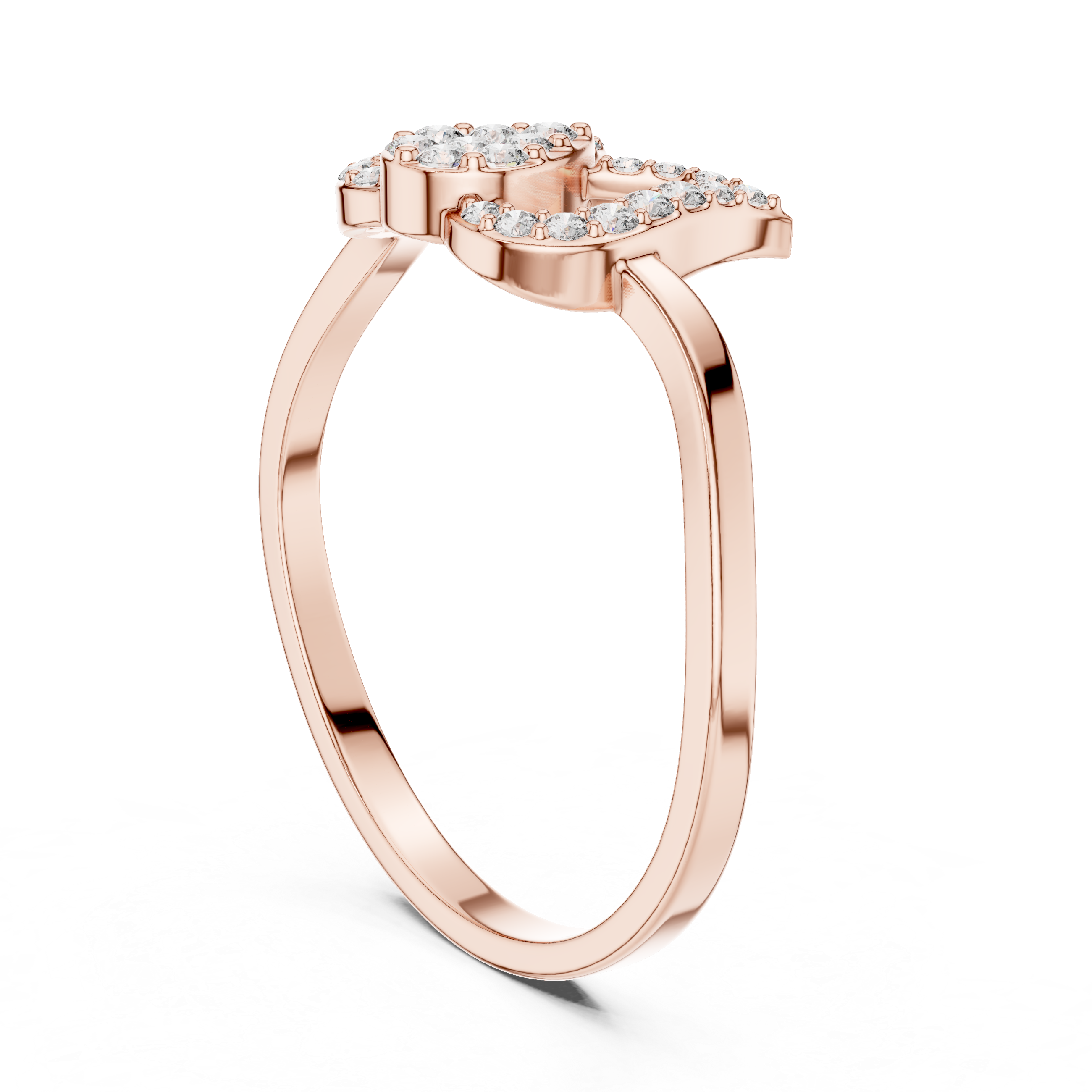 Twin Heart Diamond Ring in Rose Gold