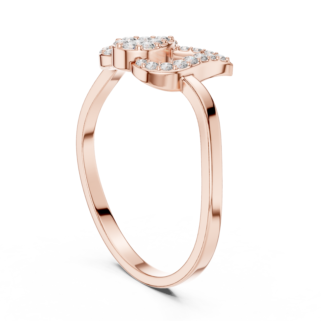Twin Heart Diamond Ring in Rose Gold