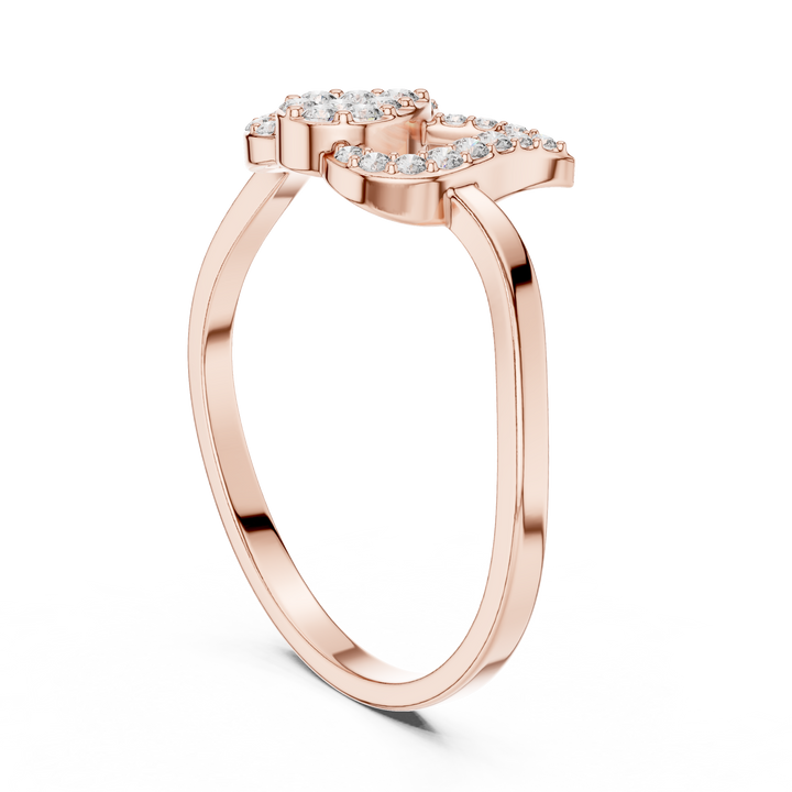 Twin Heart Diamond Ring in Rose Gold