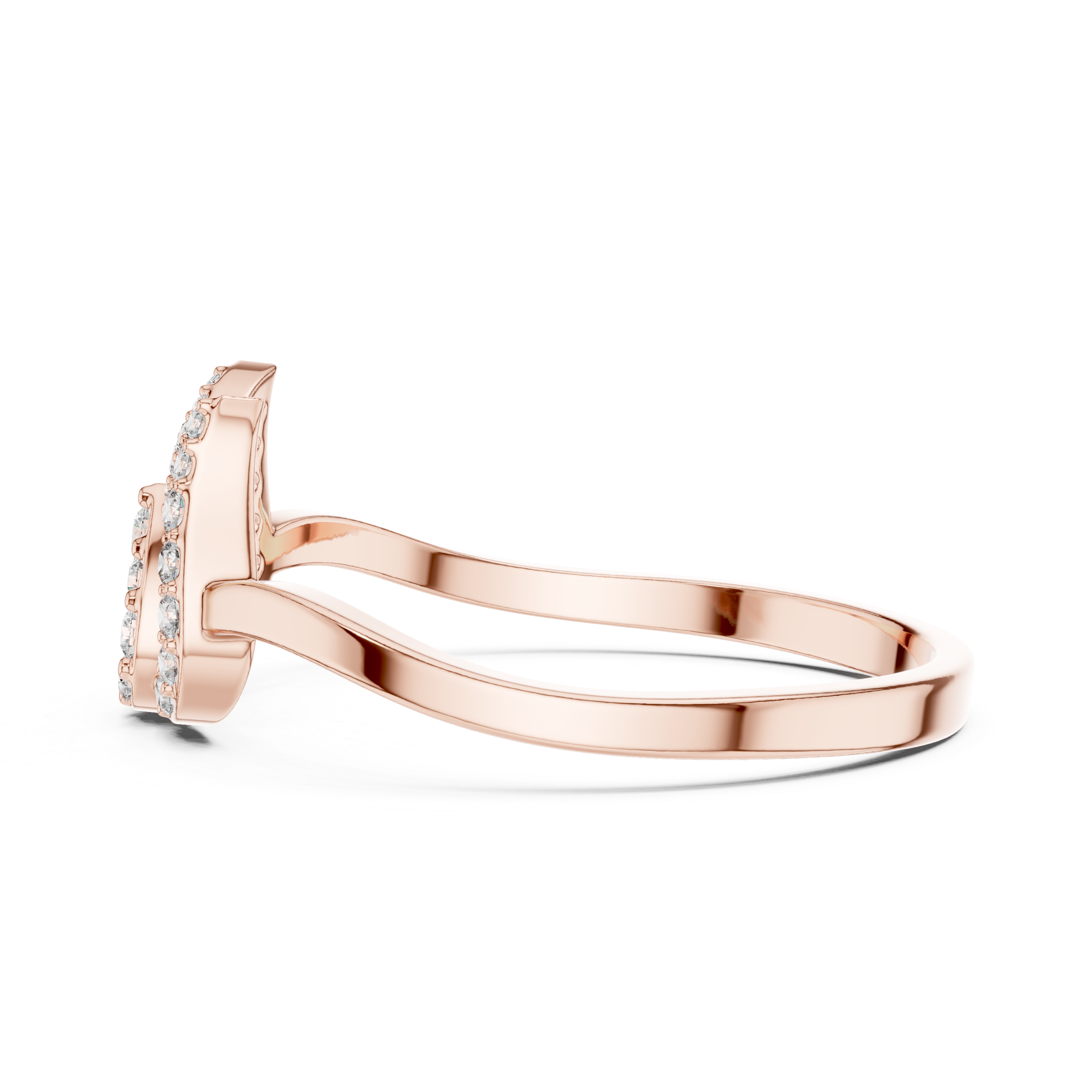 Twin Heart Diamond Ring in Rose Gold