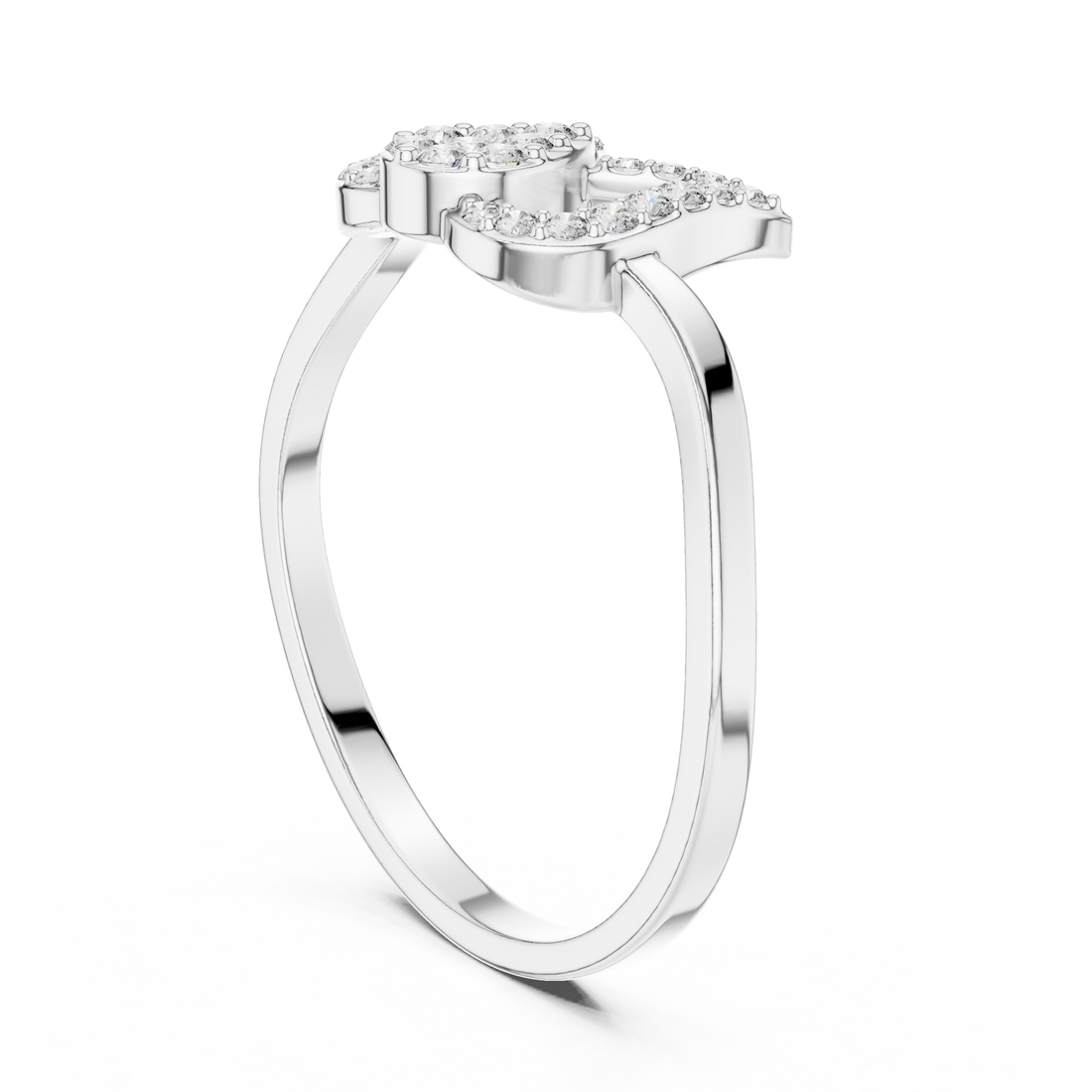 Twin Heart Diamond Ring in Rose Gold