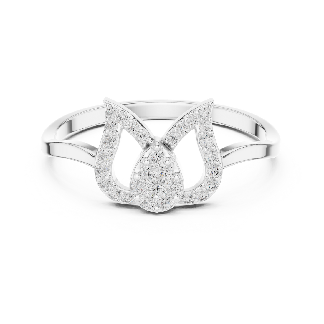 Twin Heart Diamond Ring in Rose Gold