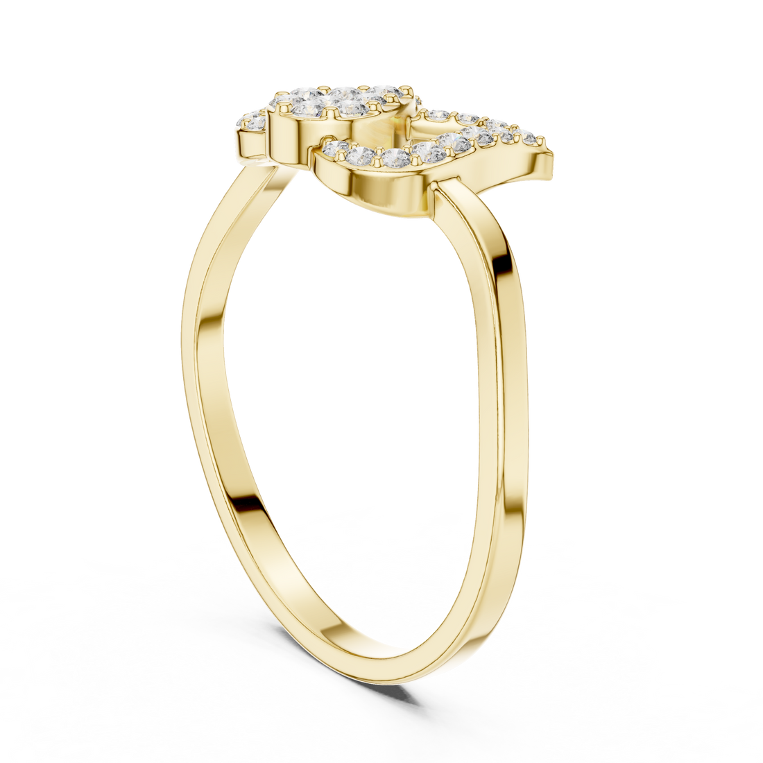 Twin Heart Diamond Ring in Rose Gold