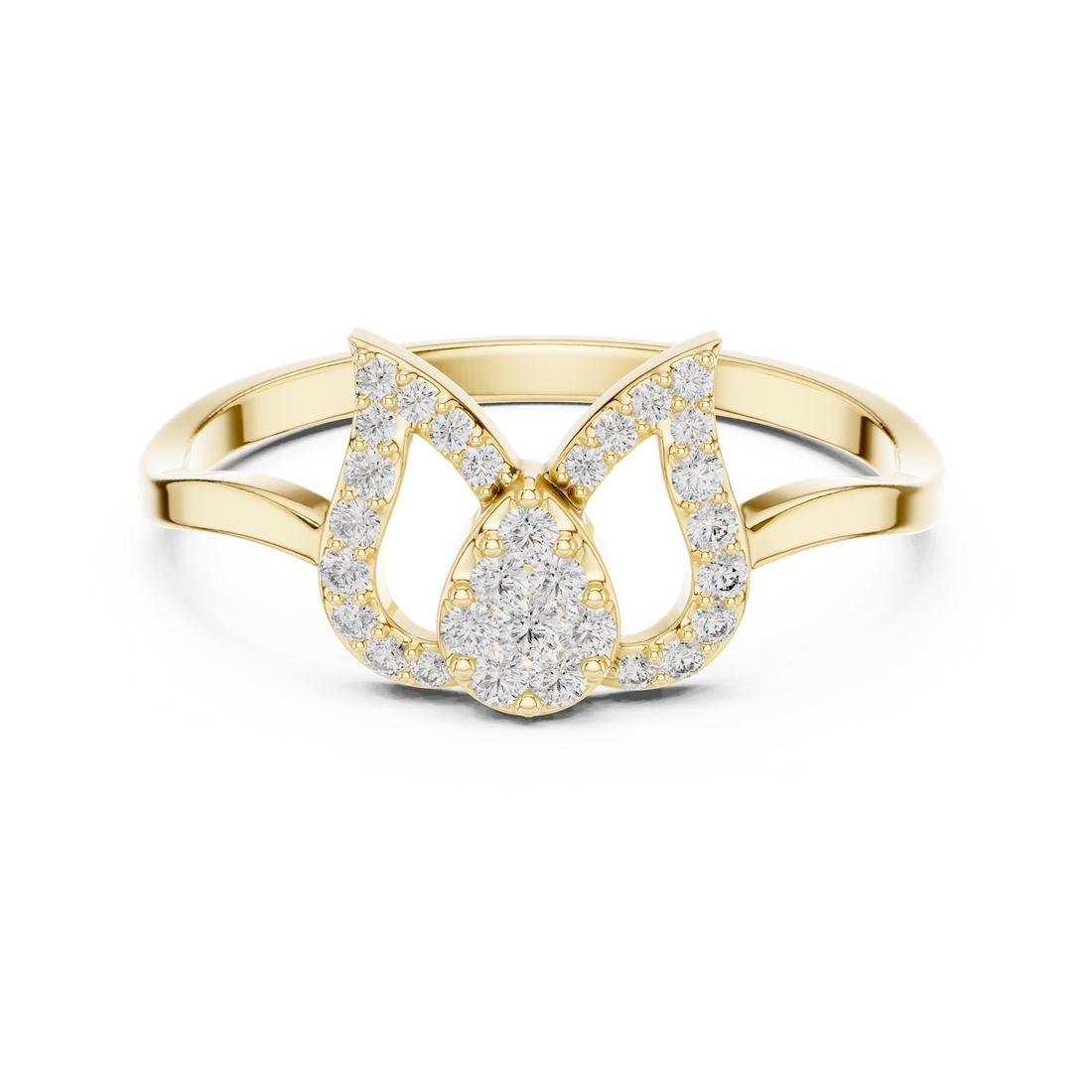 Twin Heart Diamond Ring in Rose Gold