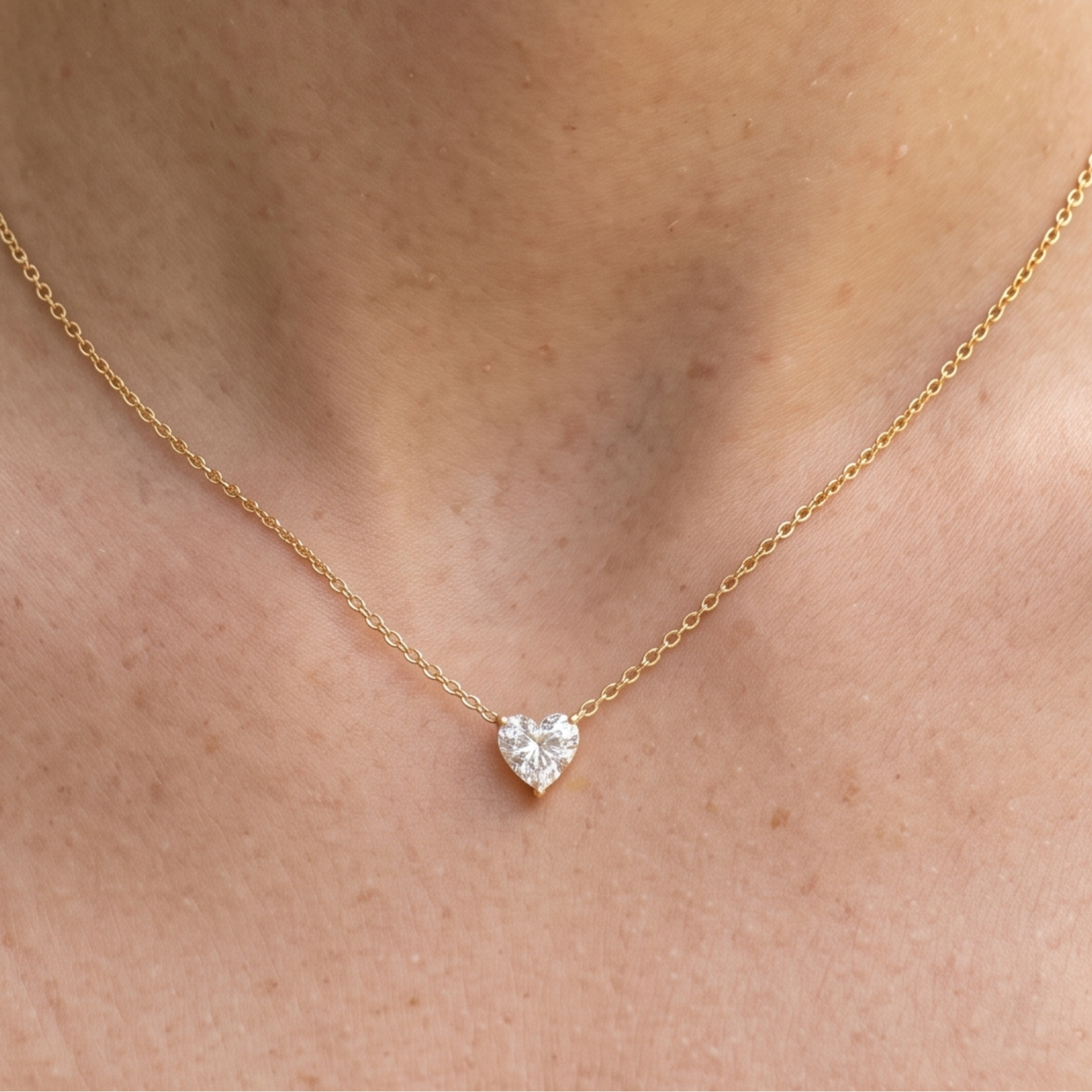 Kiashaa Jewellery 1.67 CT heart diamond solitaire necklace in polished yellow gold.