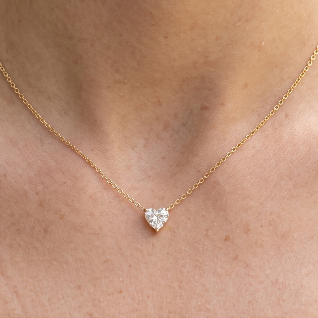 Kiashaa Jewellery 1.67 CT heart diamond solitaire necklace in polished yellow gold.