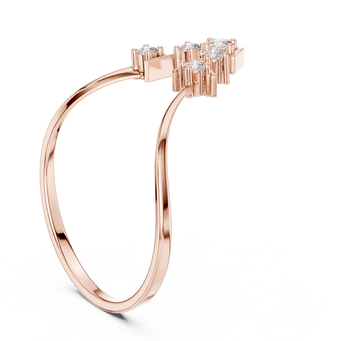 Geometric Cluster Diamond Ring in Rose Gold
