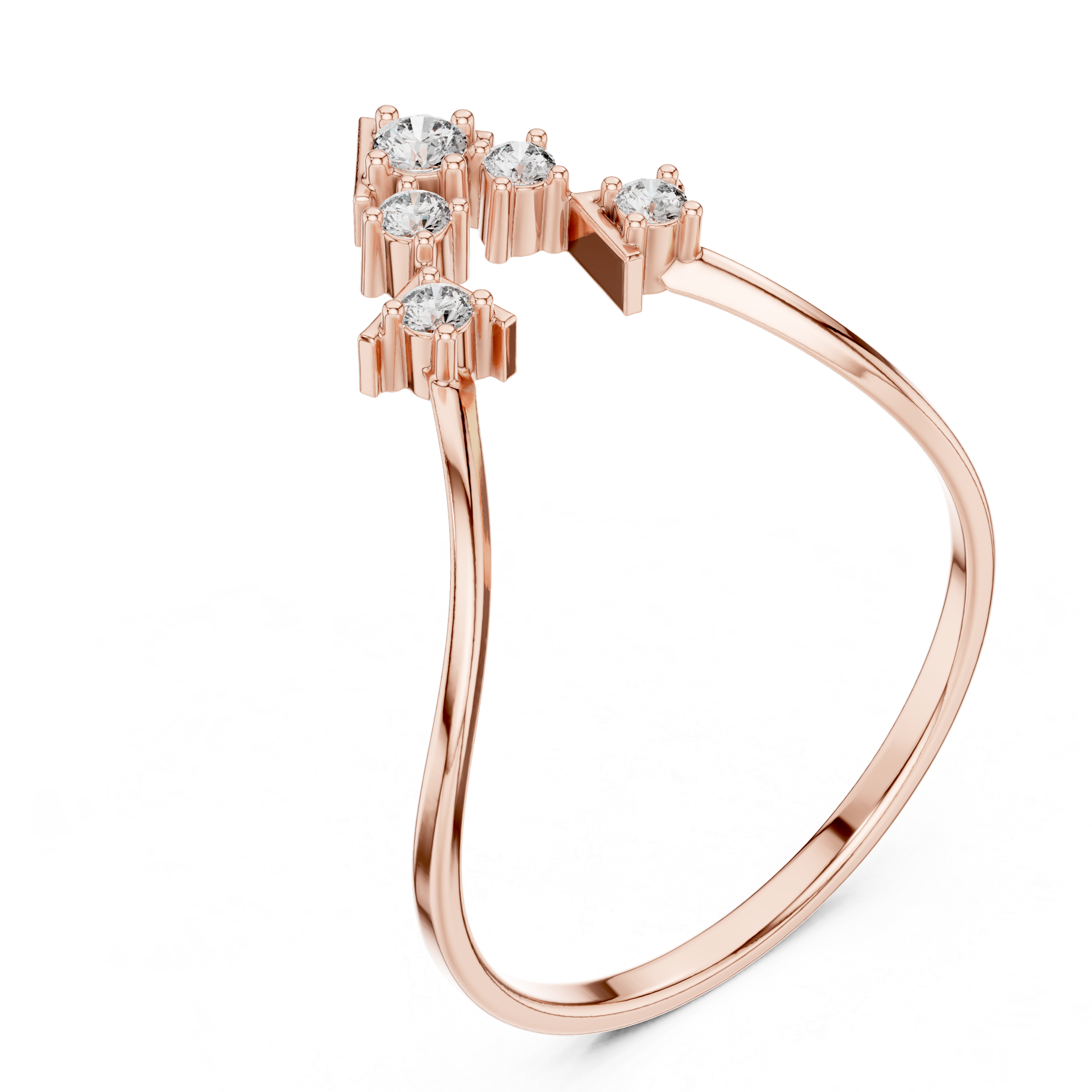 Geometric Cluster Diamond Ring in Rose Gold