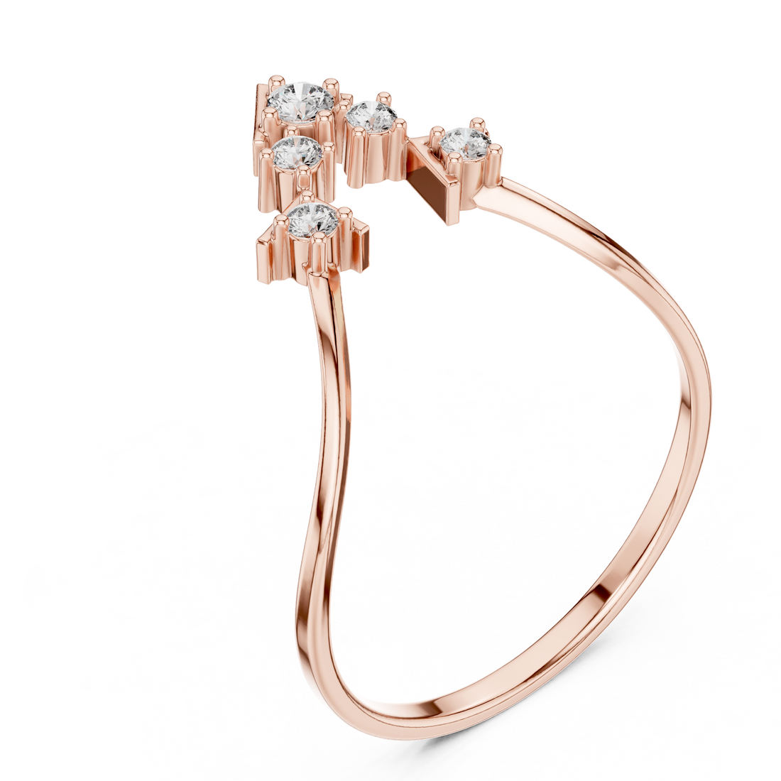 Geometric Cluster Diamond Ring in Rose Gold