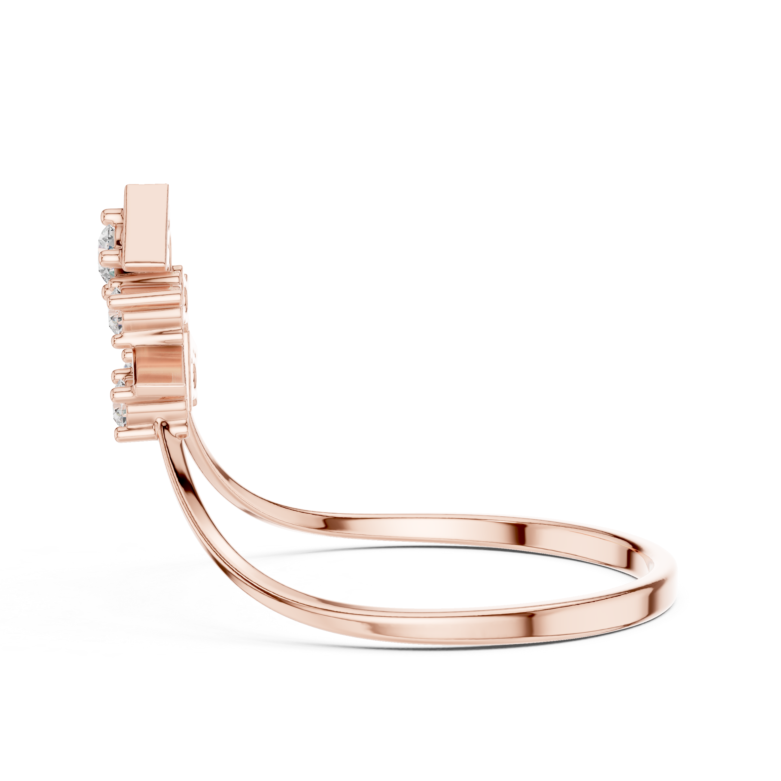 Geometric Cluster Diamond Ring in Rose Gold