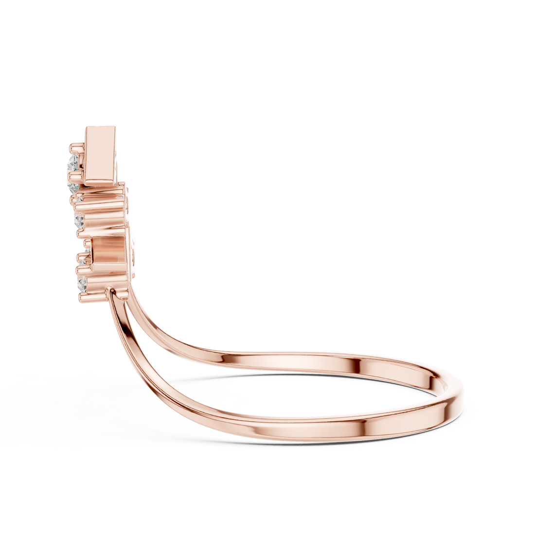 Geometric Cluster Diamond Ring in Rose Gold