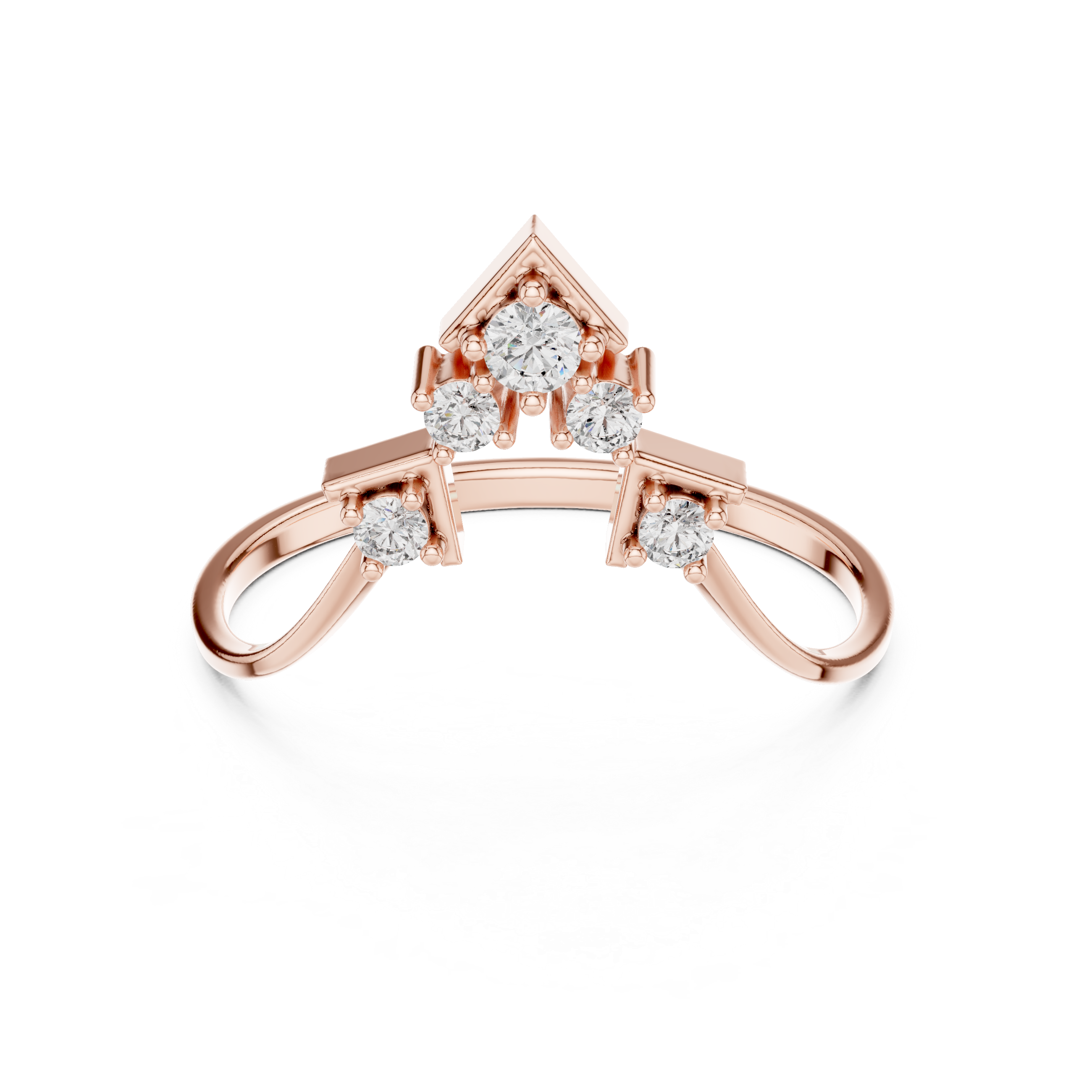 Geometric Cluster Diamond Ring in Rose Gold