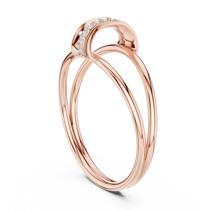 Elegant Rose Gold Diamond Crossover Ring