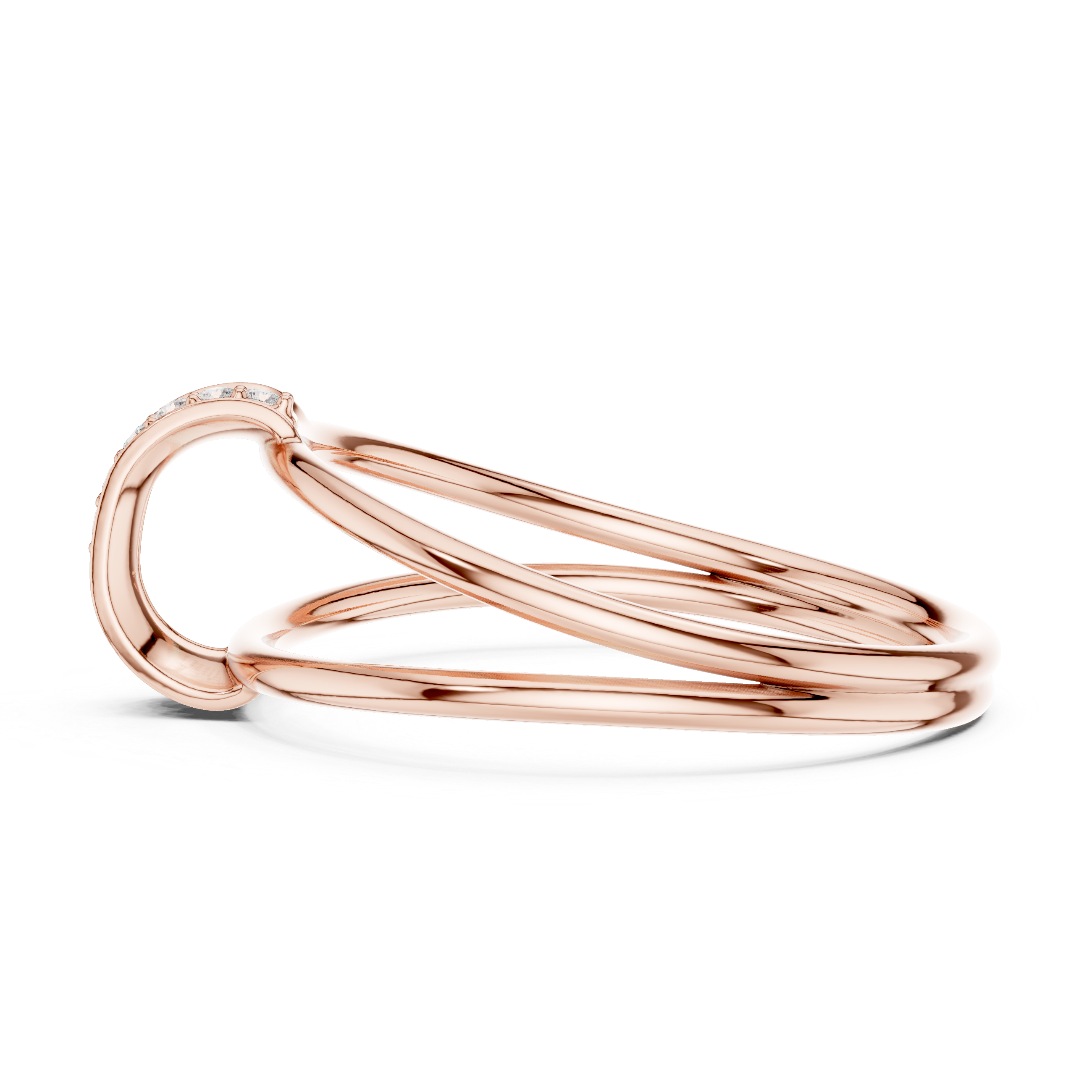 Elegant Rose Gold Diamond Crossover Ring