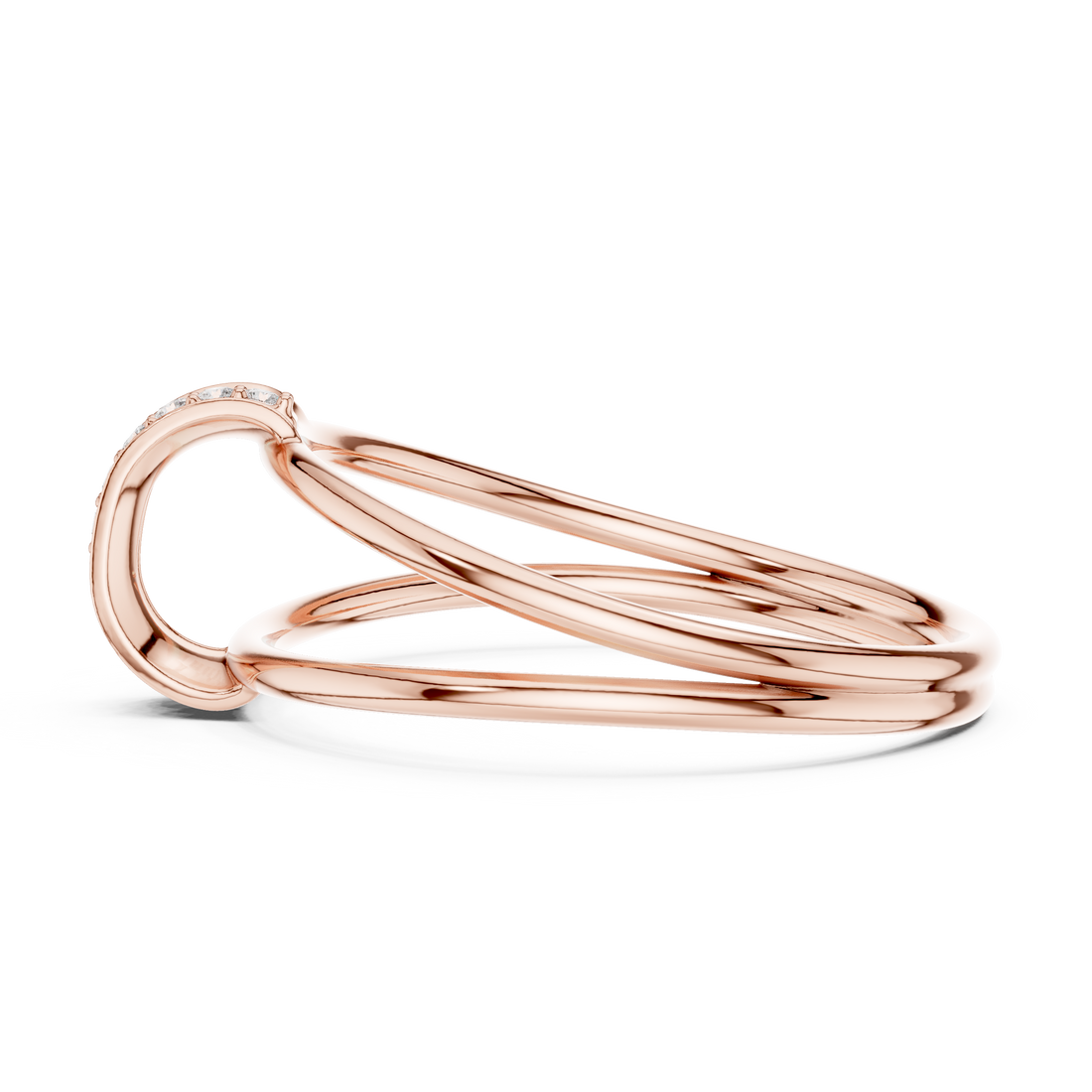 Elegant Rose Gold Diamond Crossover Ring