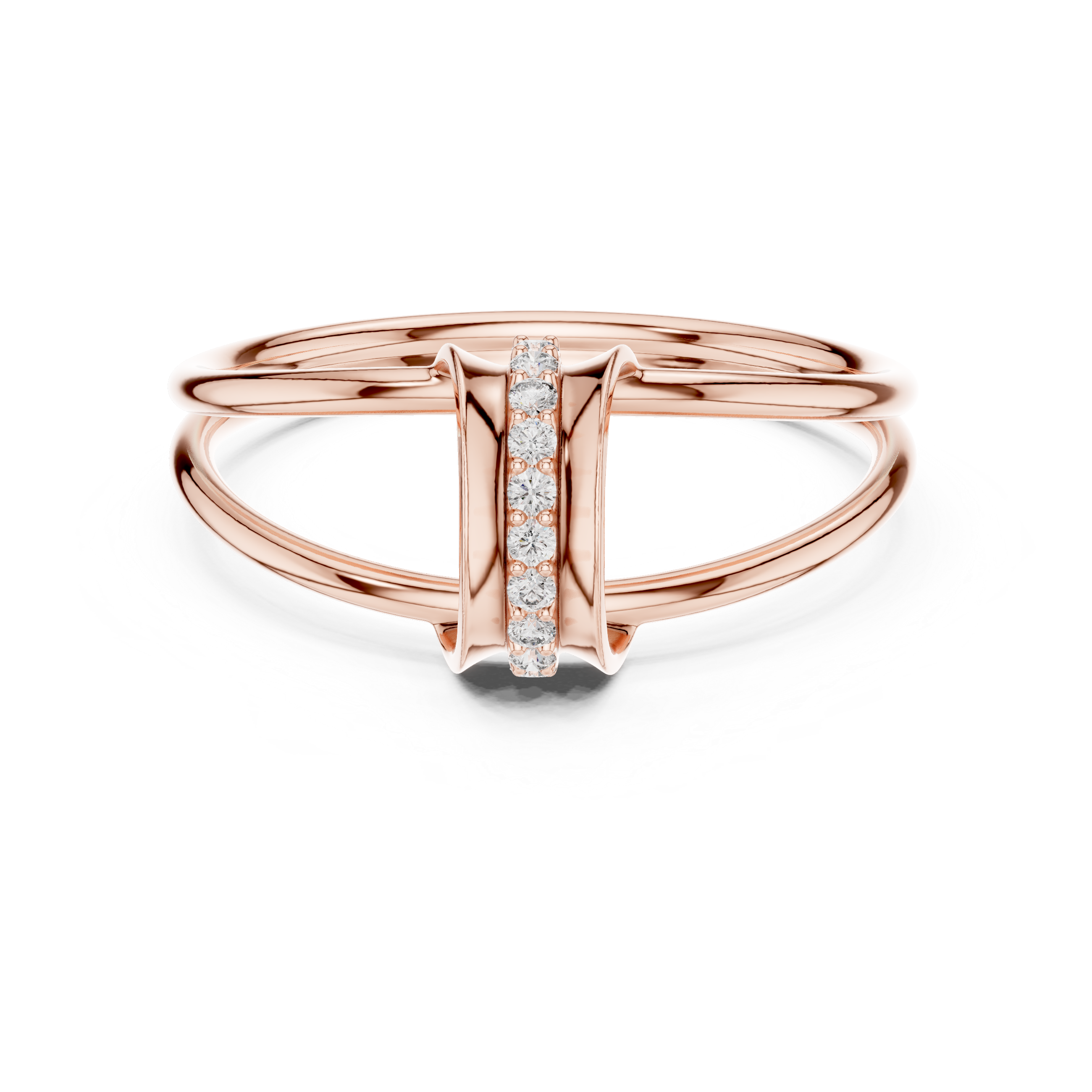 Elegant Rose Gold Diamond Crossover Ring