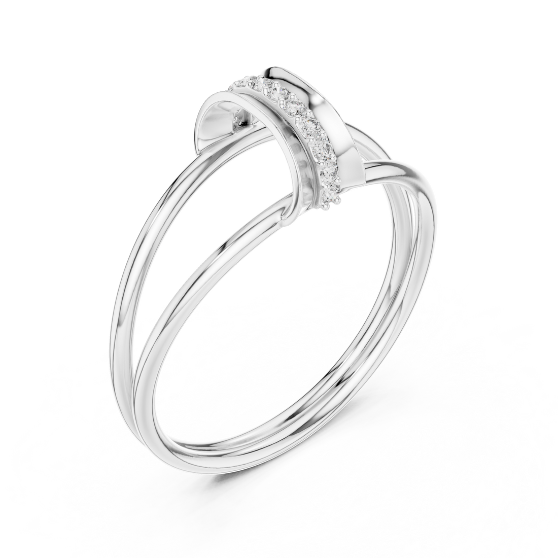 Elegant Rose Gold Diamond Crossover Ring