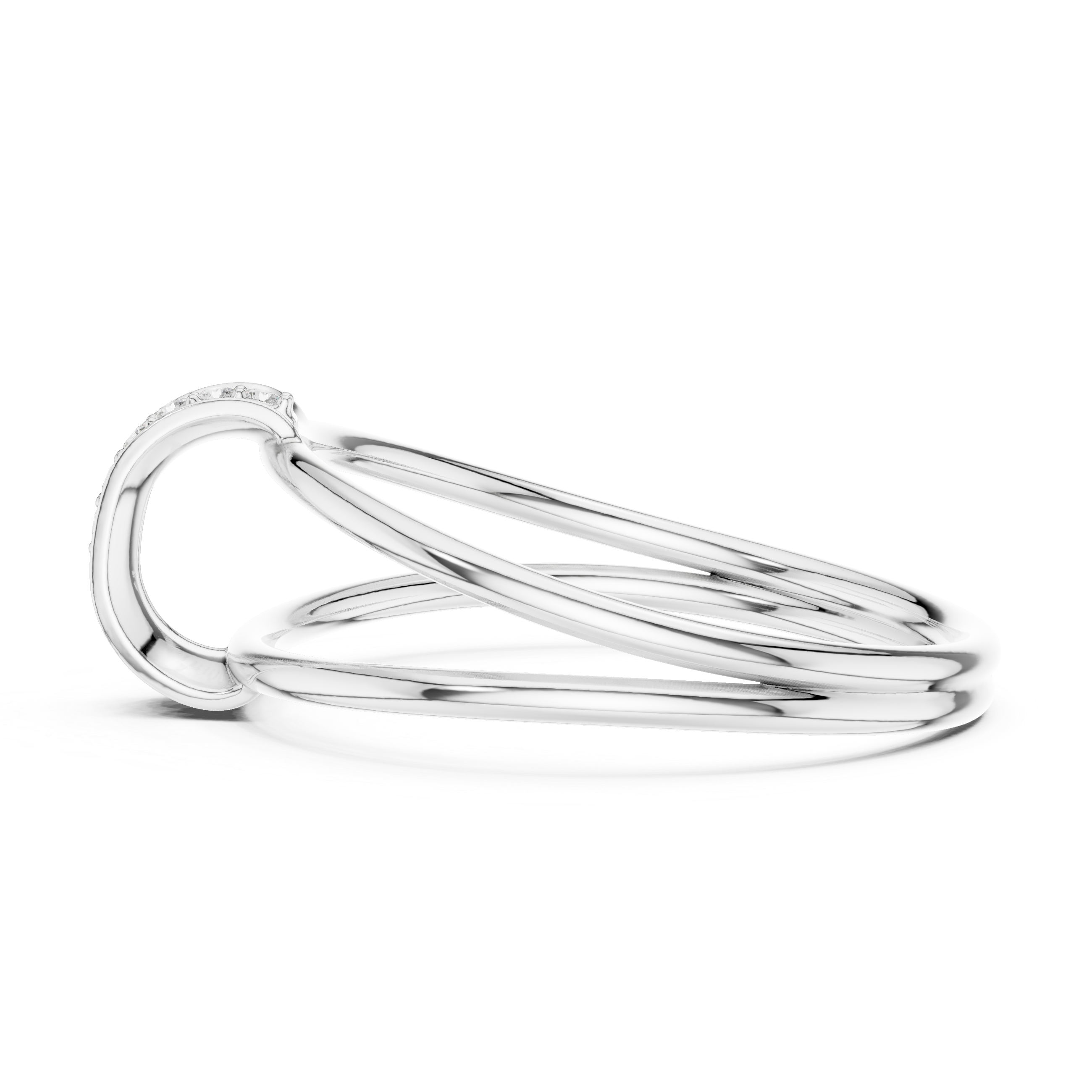 Elegant Rose Gold Diamond Crossover Ring