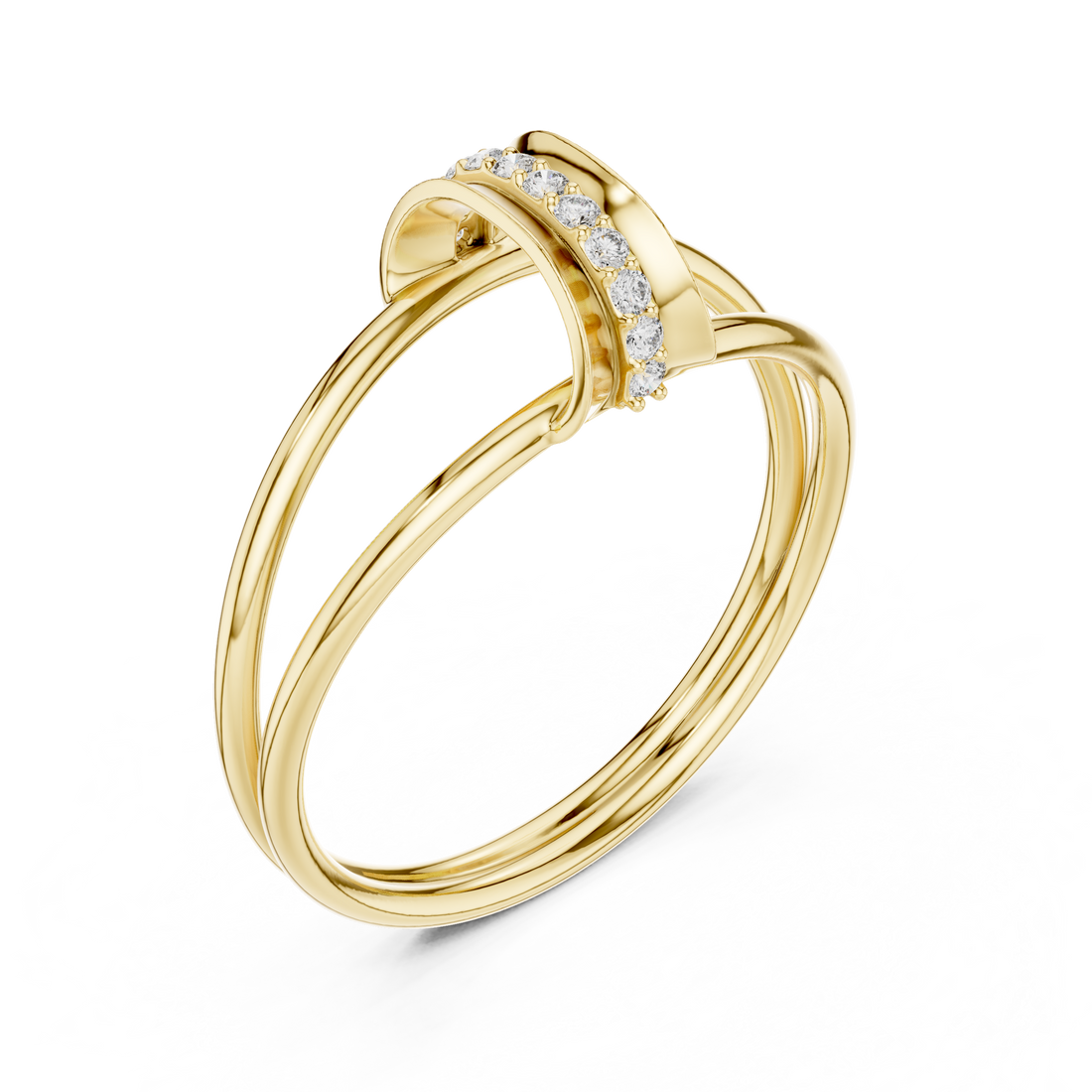 Elegant Rose Gold Diamond Crossover Ring