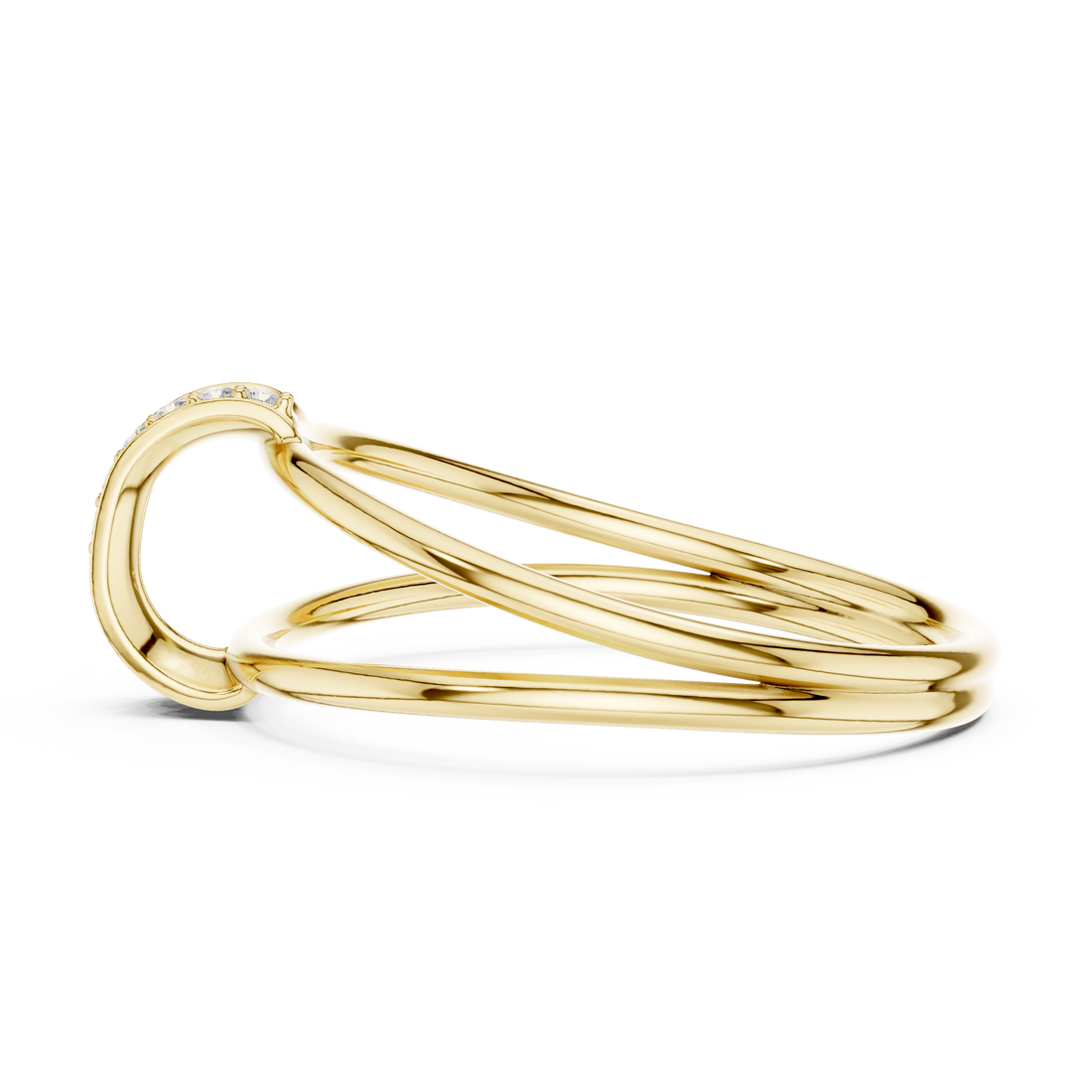 Elegant Rose Gold Diamond Crossover Ring