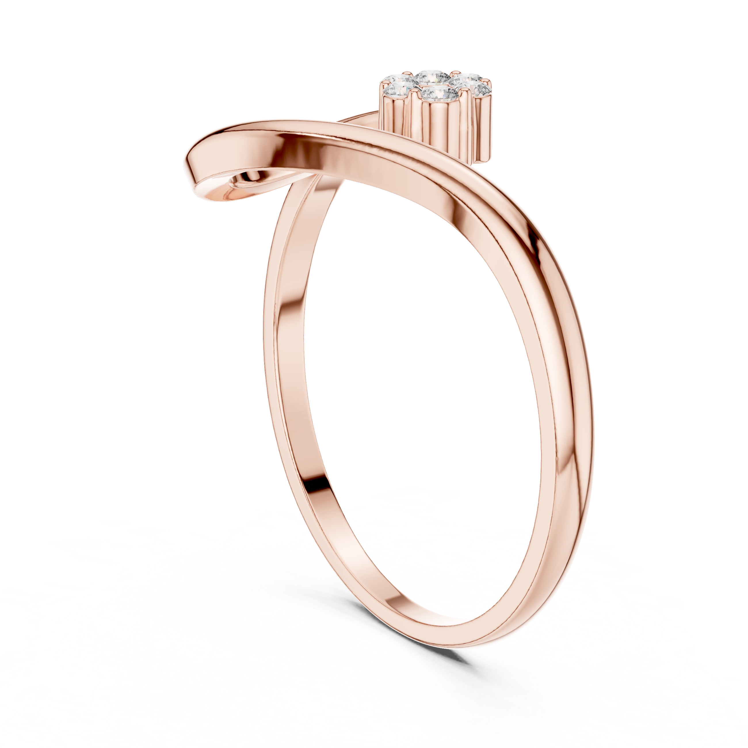 Elegant Twist Rose Gold Diamond Ring – Kiashaa Jewellery
