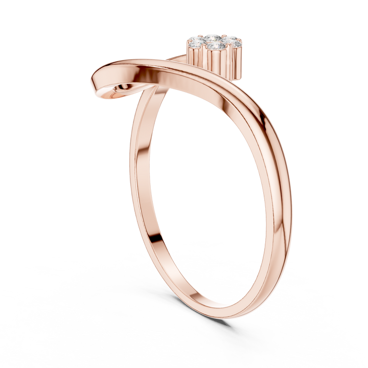 Elegant Twist Rose Gold Diamond Ring – Kiashaa Jewellery