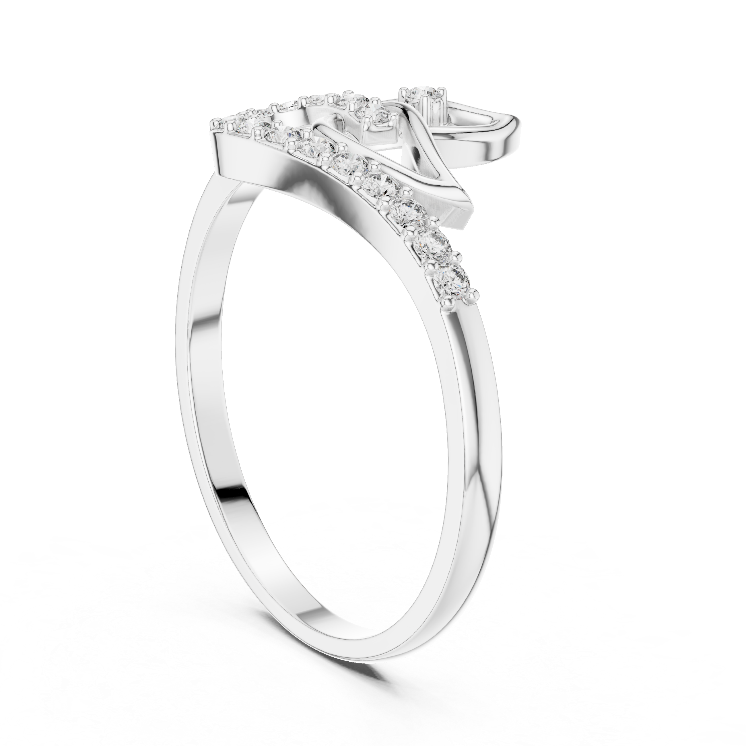 Rose Gold Leaf Curve Ring with Lab Grown Diamonds – By Kiashaa Jewellery