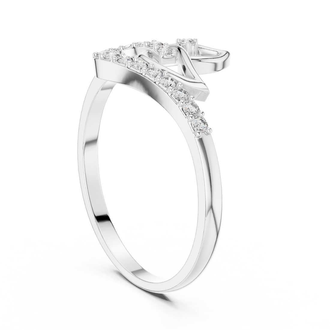 Rose Gold Leaf Curve Ring with Lab Grown Diamonds – By Kiashaa Jewellery