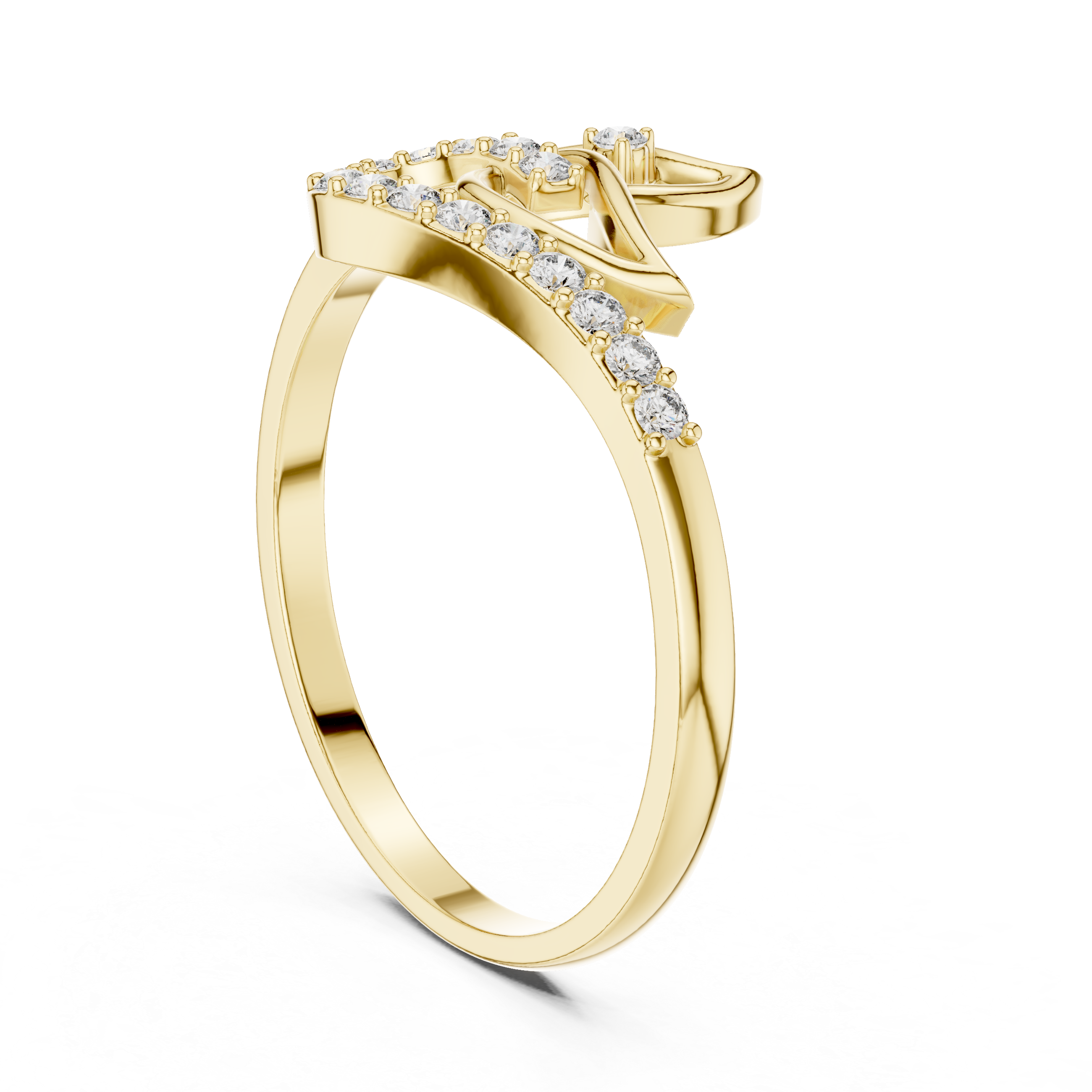 Rose Gold Leaf Curve Ring with Lab Grown Diamonds – By Kiashaa Jewellery