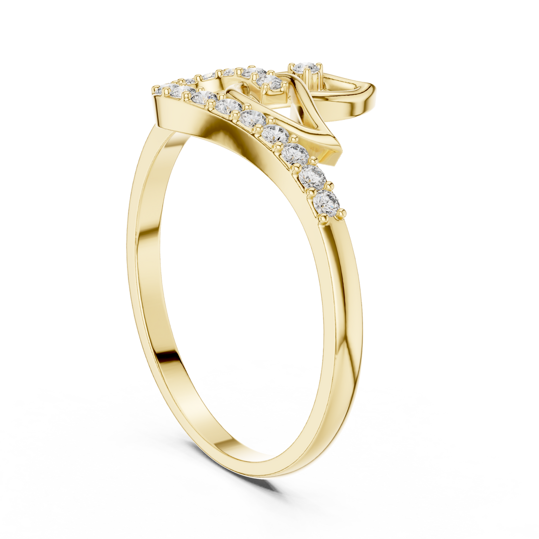 Rose Gold Leaf Curve Ring with Lab Grown Diamonds – By Kiashaa Jewellery