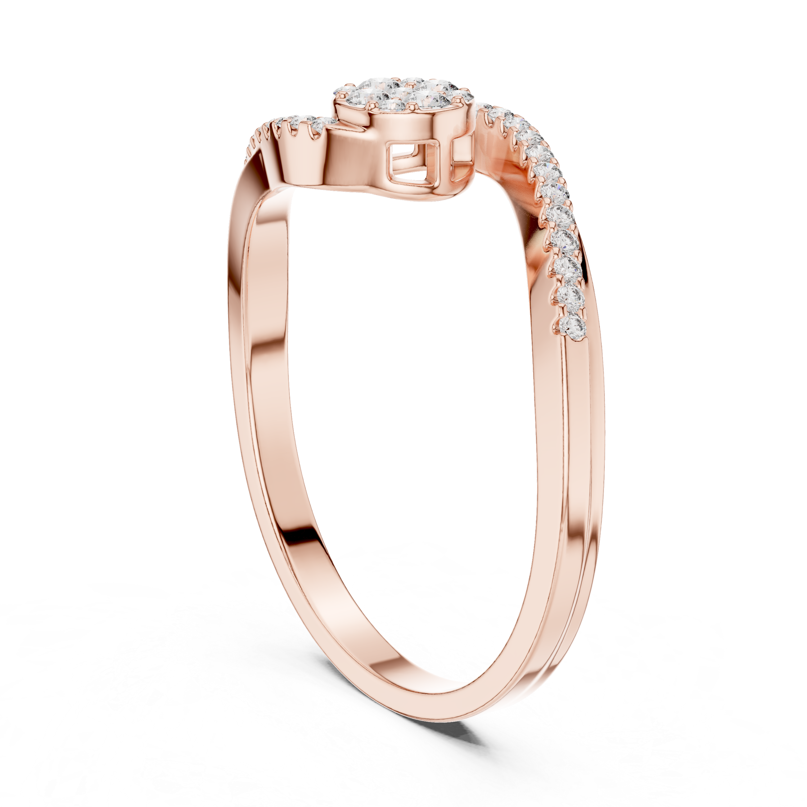 Elegant Spiral Lab-Grown Diamond Ring in 14K/18K Rose Gold