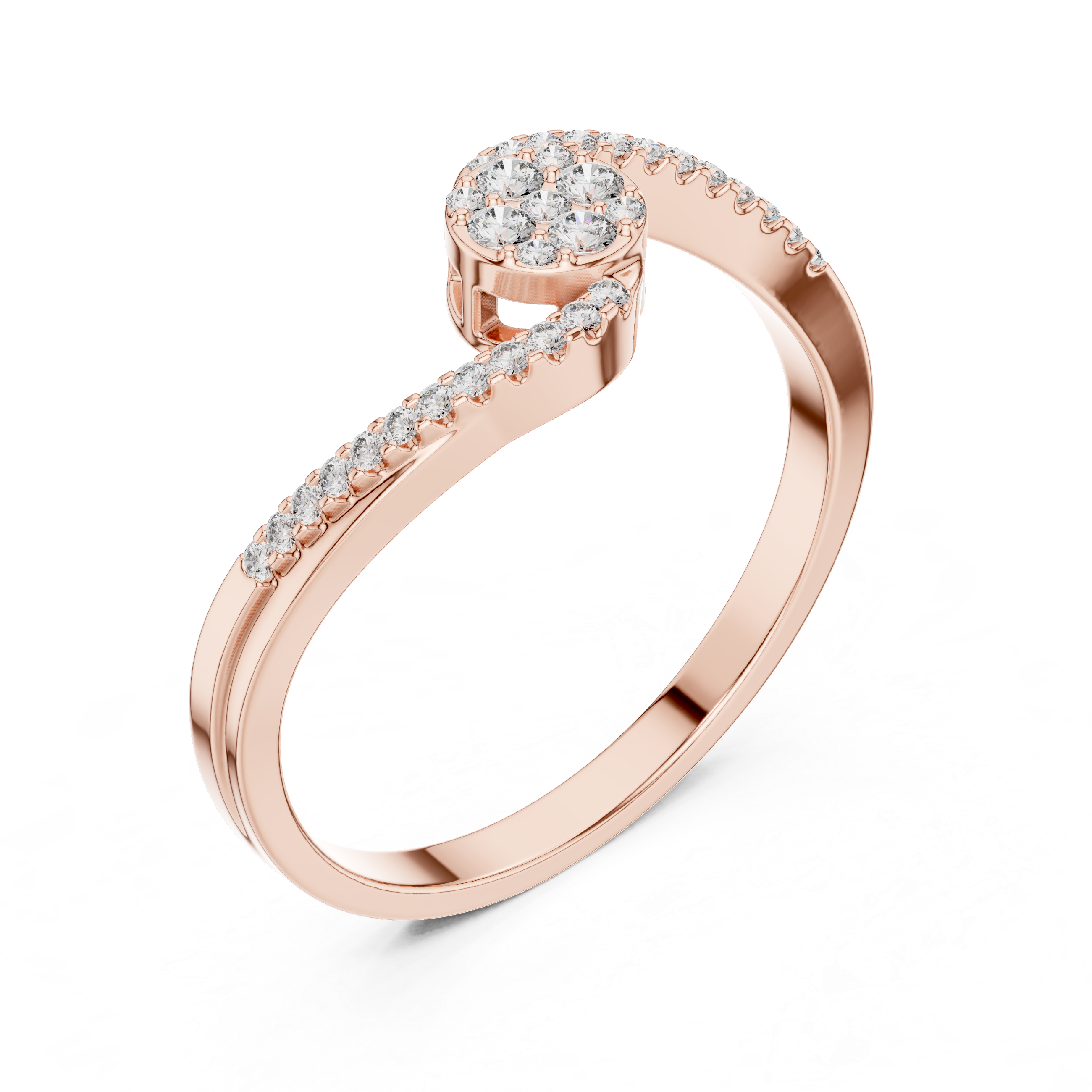 Elegant Spiral Lab-Grown Diamond Ring in 14K/18K Rose Gold