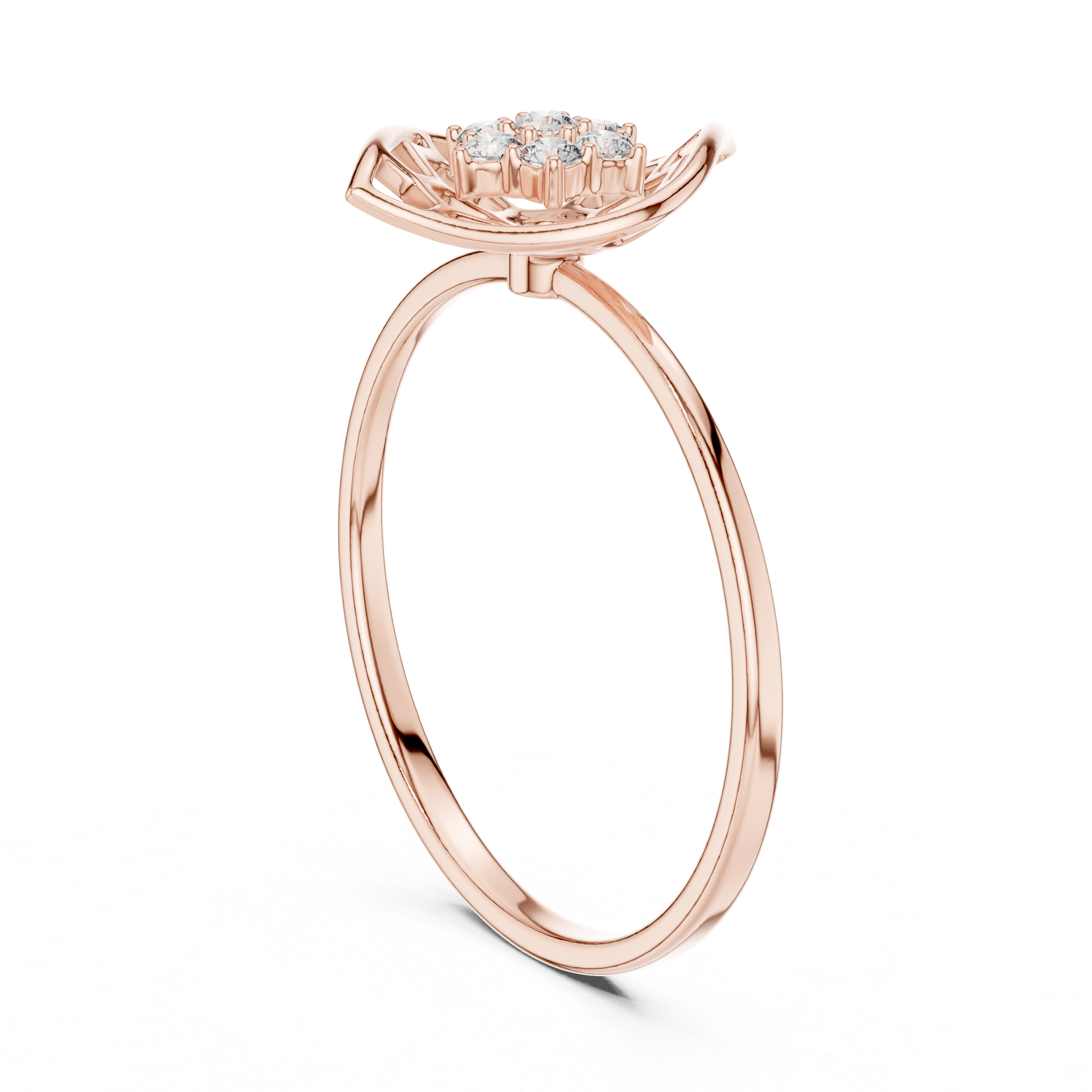 Rose Gold Abstract Floral Lab-Grown Diamond Ring