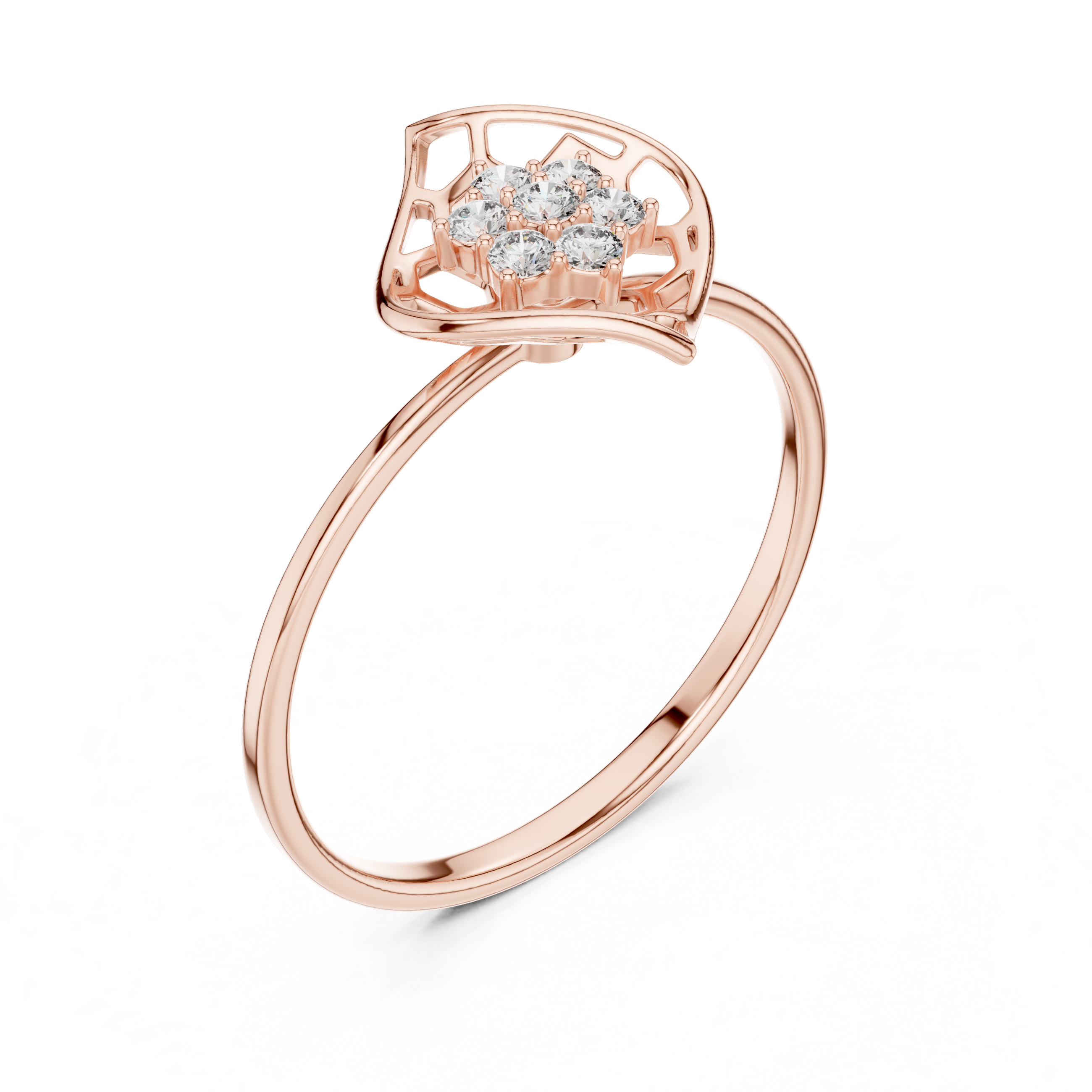 Rose Gold Abstract Floral Lab-Grown Diamond Ring