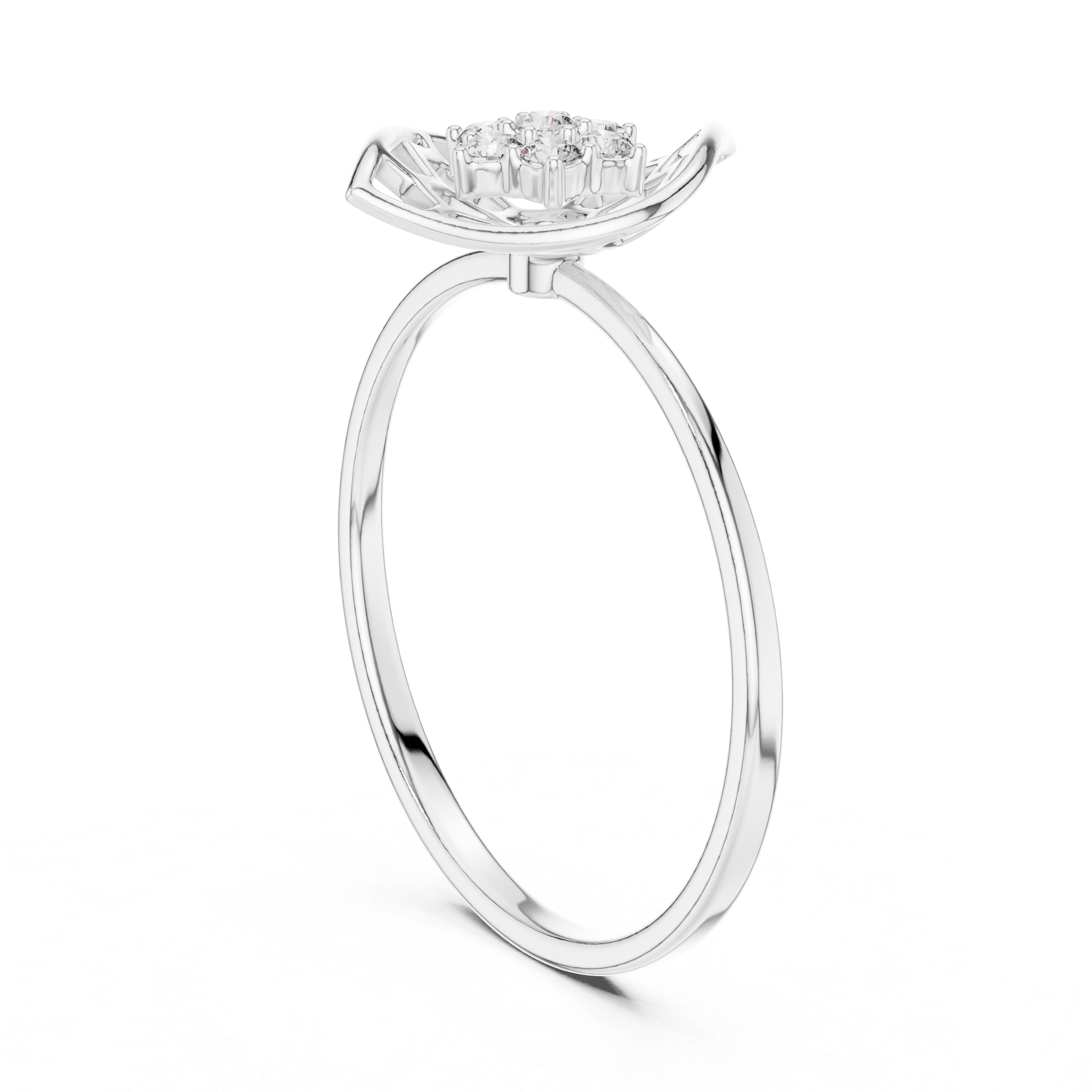 Rose Gold Abstract Floral Lab-Grown Diamond Ring