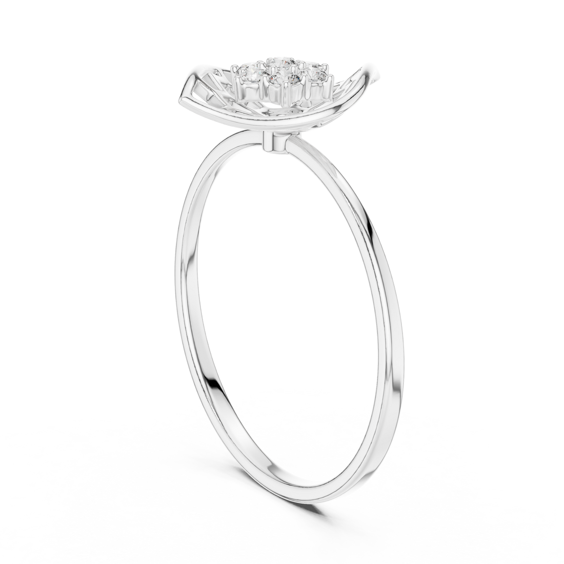 Rose Gold Abstract Floral Lab-Grown Diamond Ring