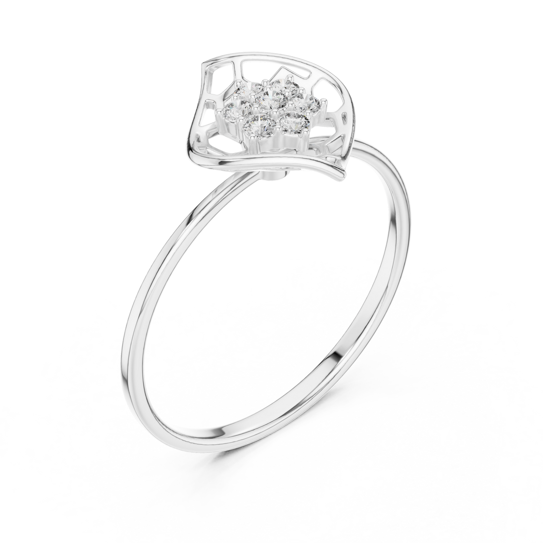 Rose Gold Abstract Floral Lab-Grown Diamond Ring