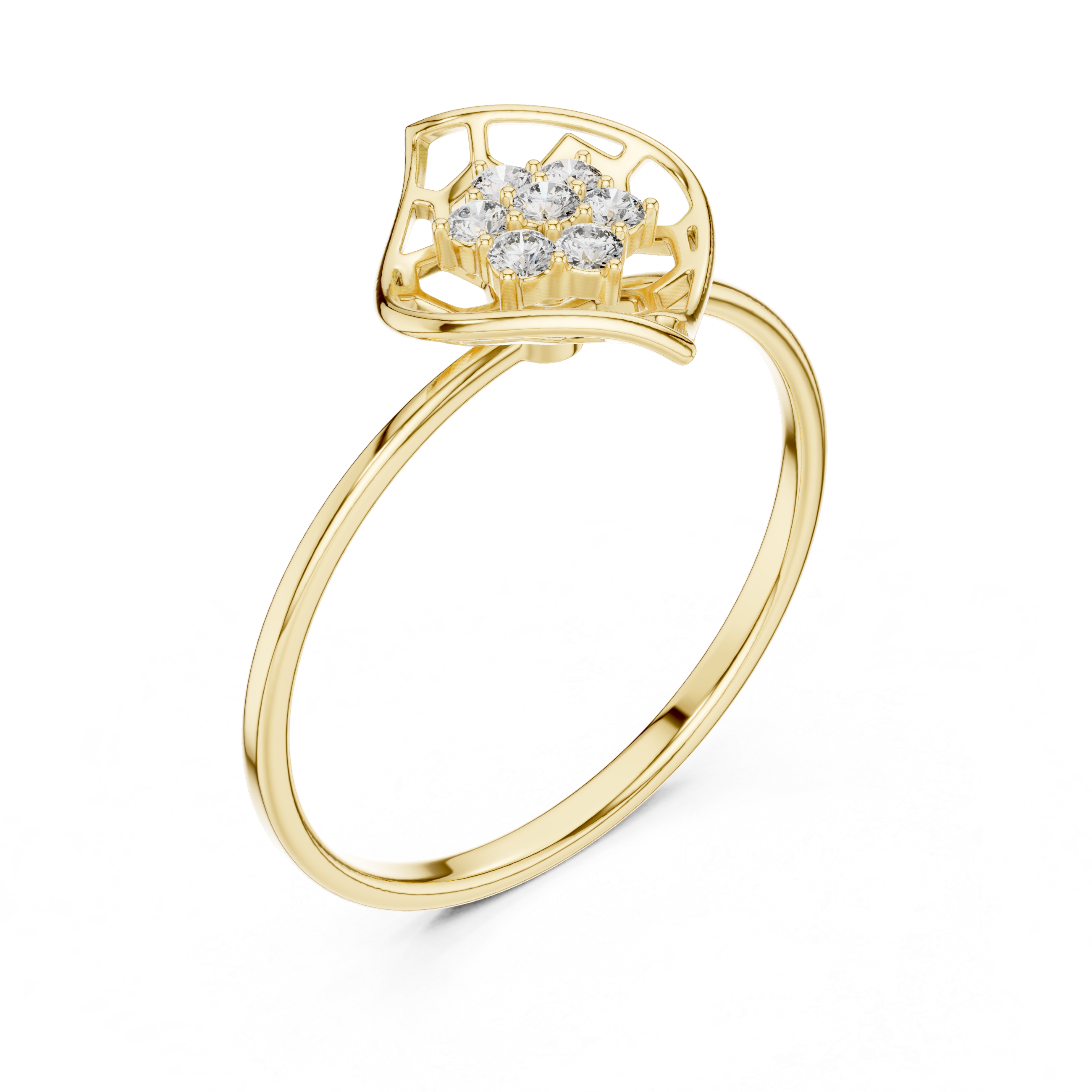 Rose Gold Abstract Floral Lab-Grown Diamond Ring