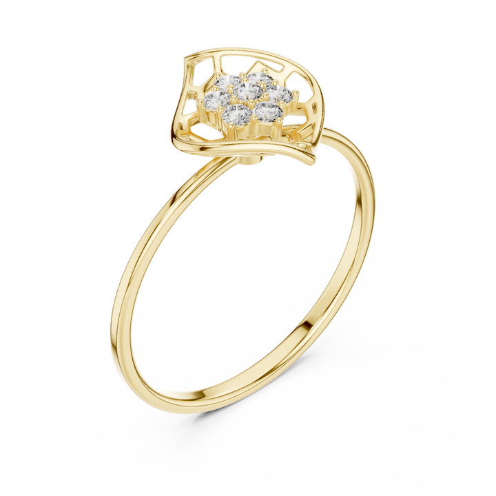 Rose Gold Abstract Floral Lab-Grown Diamond Ring