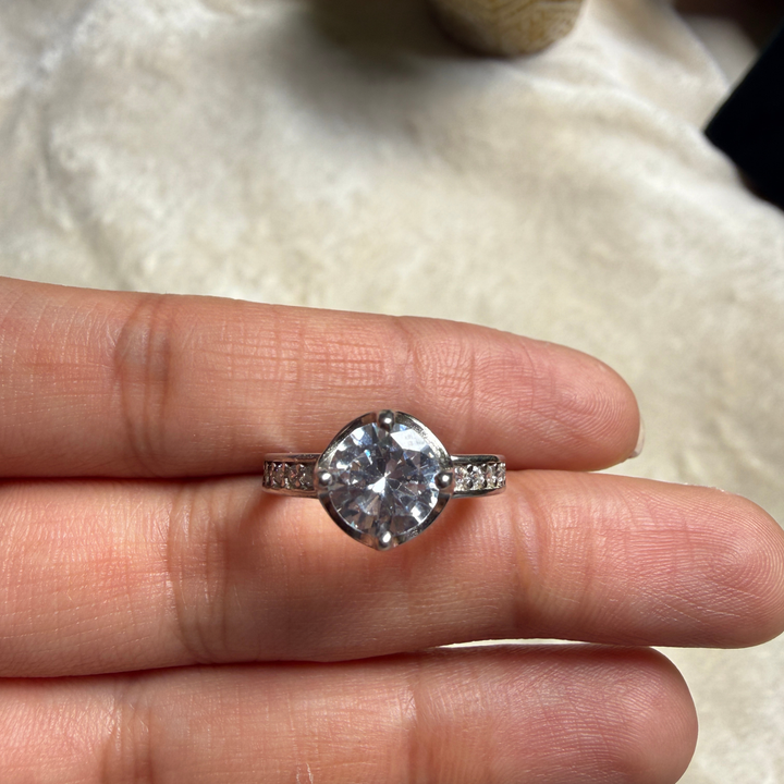 Round lab-grown diamond solitaire ring in white gold by Kiashaa Jewellery.