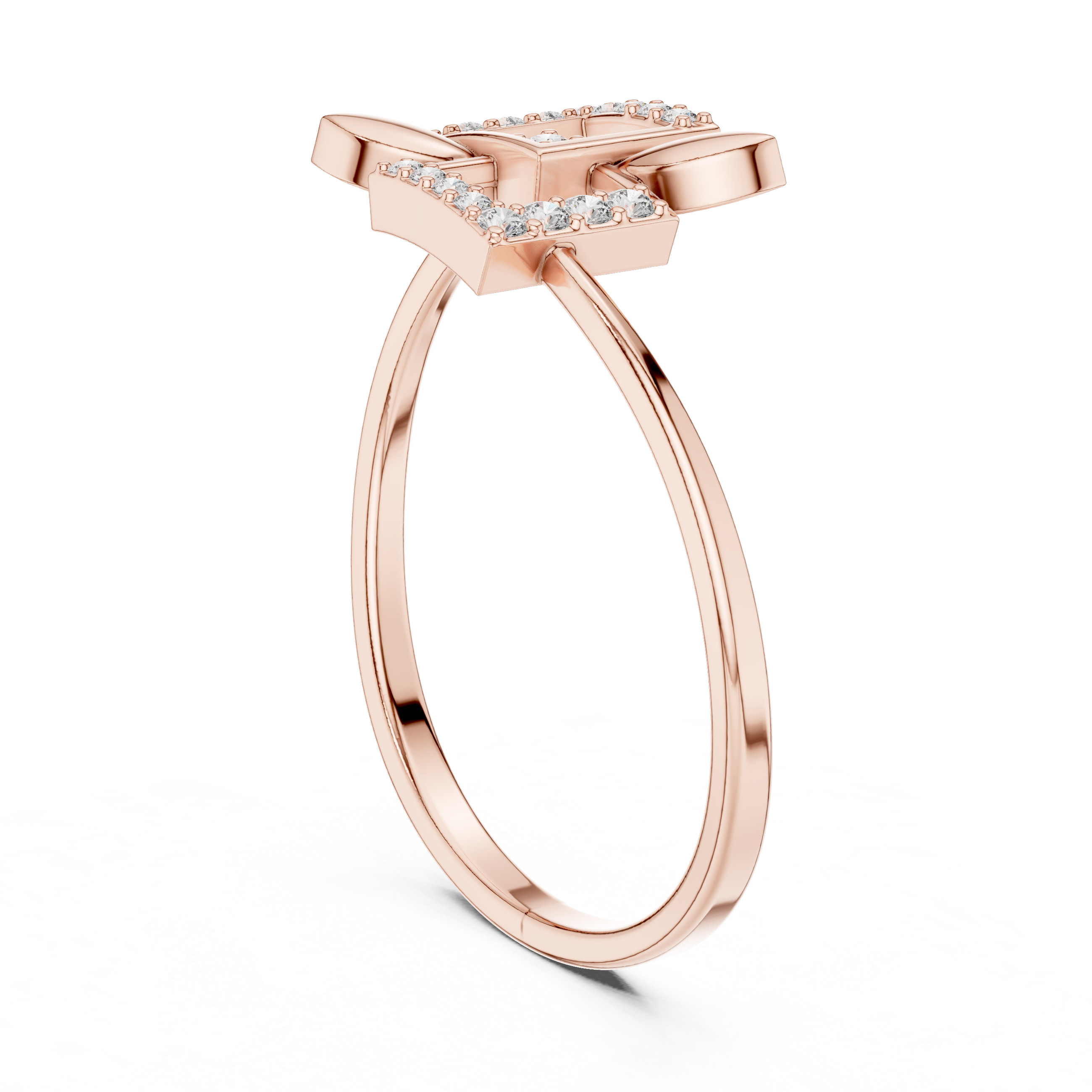 Geometric Petal Diamond Ring in Rose Gold – Lab Grown Diamond