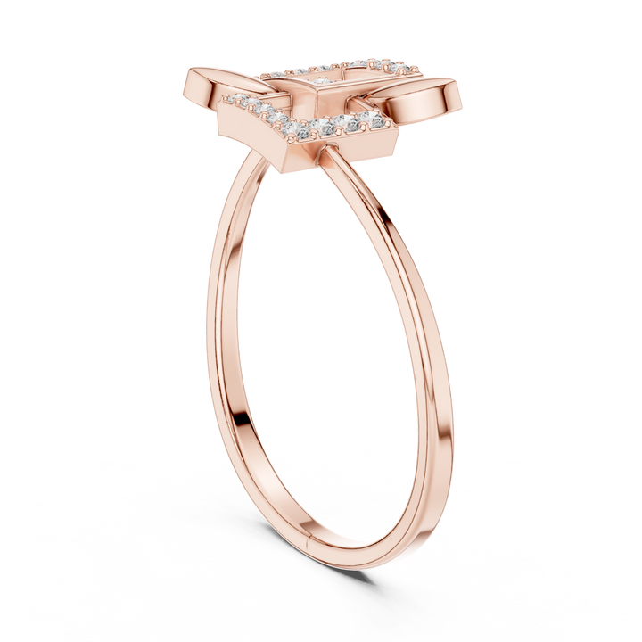 Geometric Petal Diamond Ring in Rose Gold – Lab Grown Diamond