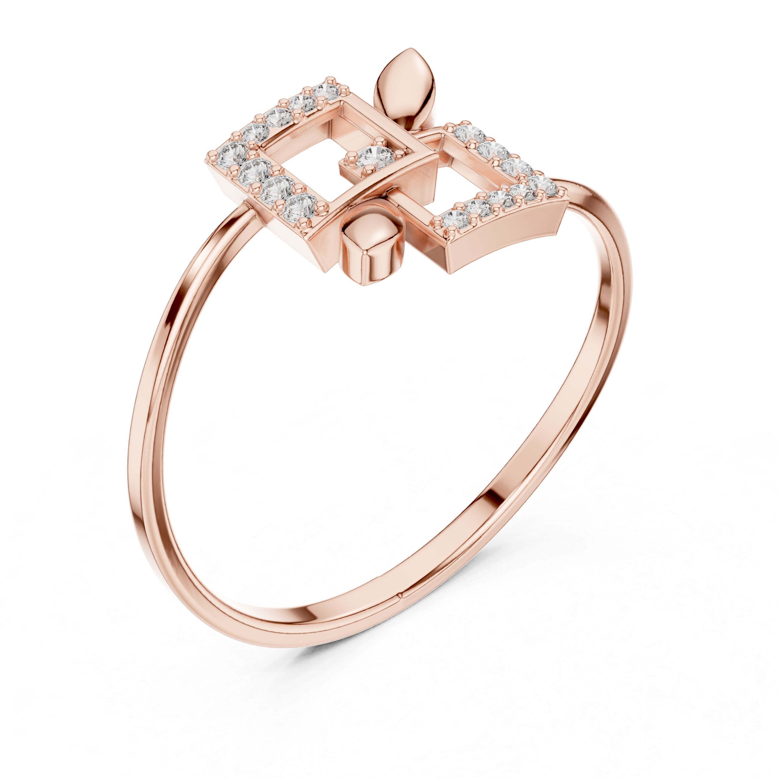 Geometric Petal Diamond Ring in Rose Gold – Lab Grown Diamond