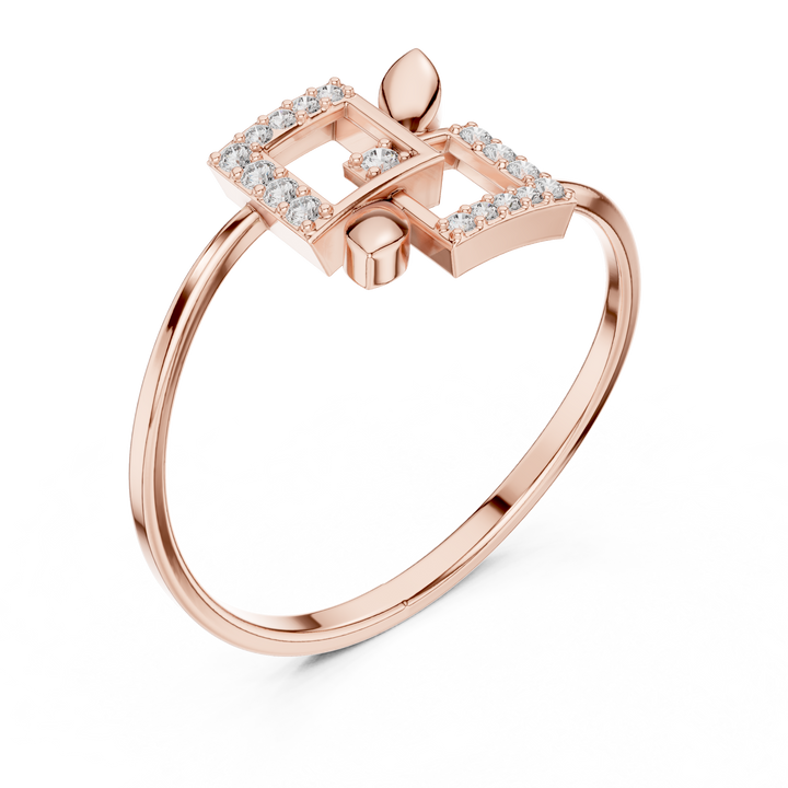 Geometric Petal Diamond Ring in Rose Gold – Lab Grown Diamond