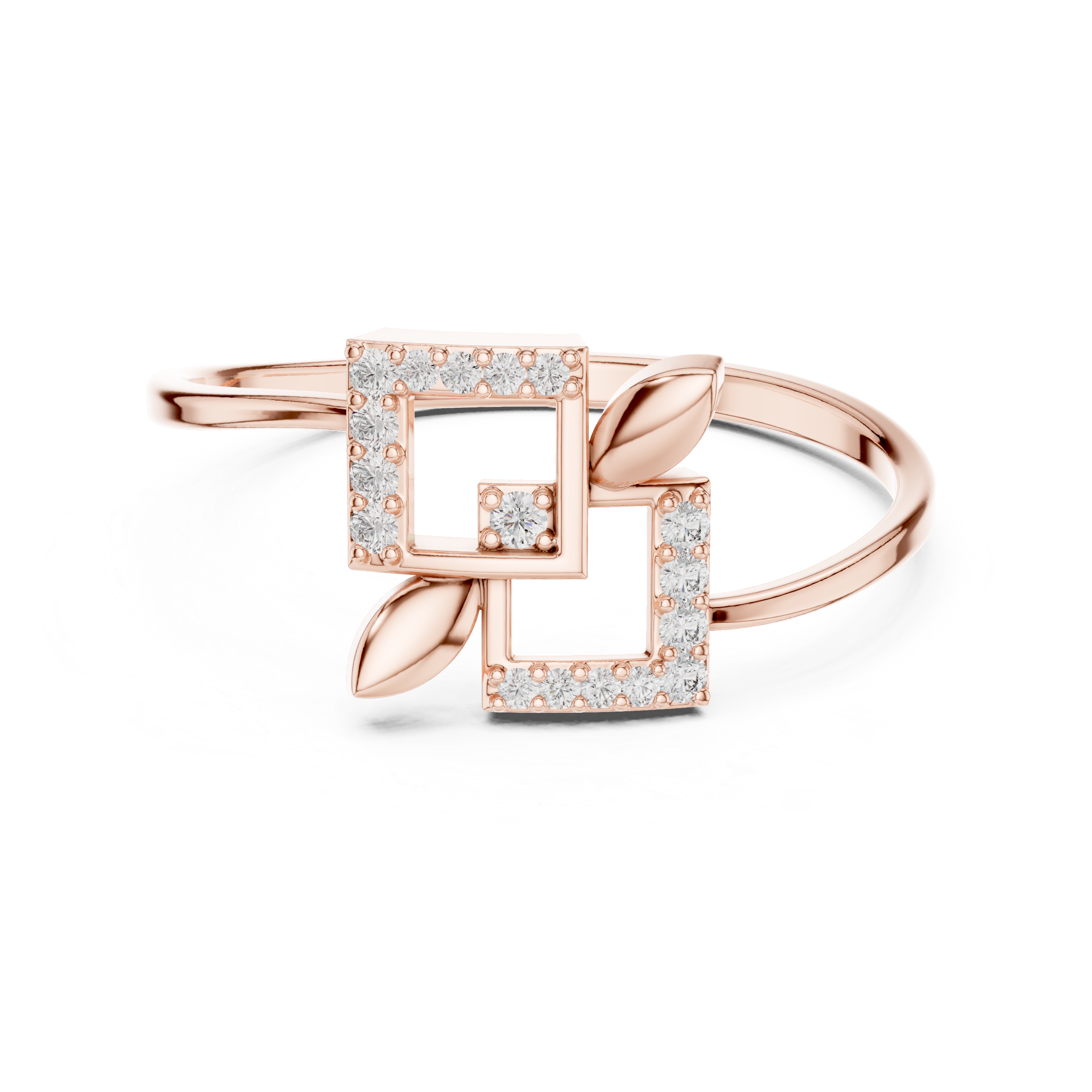 Geometric Petal Diamond Ring in Rose Gold – Lab Grown Diamond