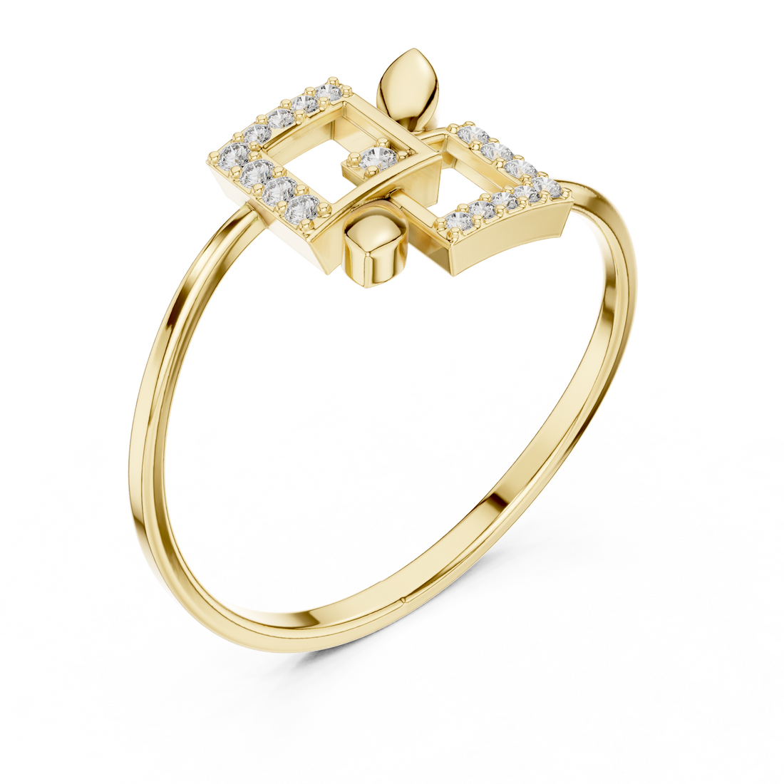 Geometric Petal Diamond Ring in Rose Gold – Lab Grown Diamond