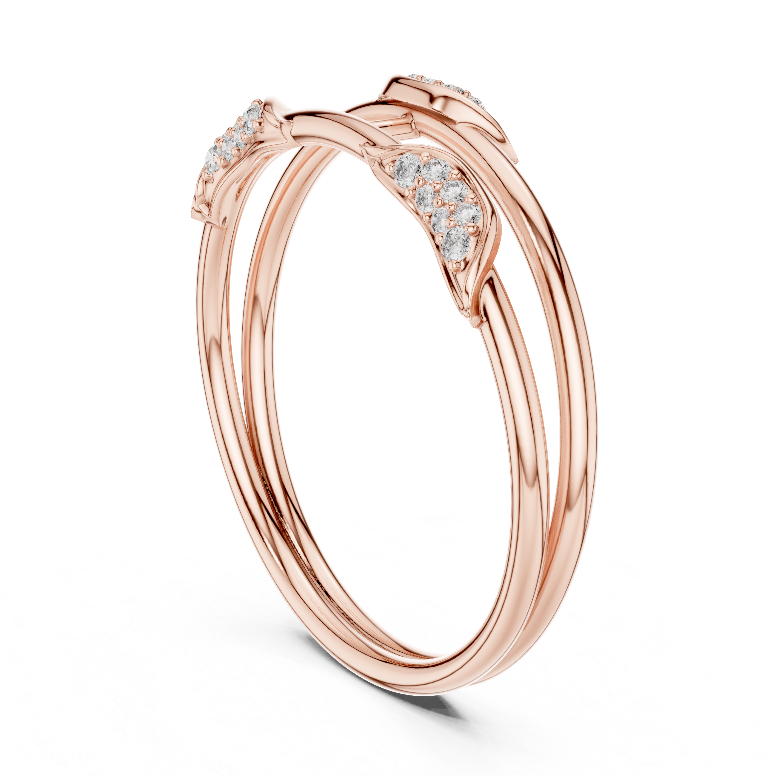 Elegant Rose Gold Lab-Grown Diamond Twin Band Ring