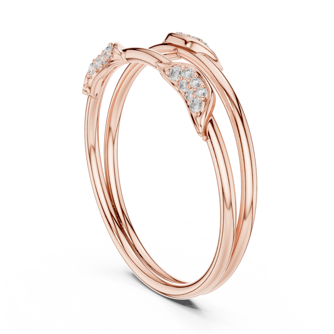 Elegant Rose Gold Lab-Grown Diamond Twin Band Ring