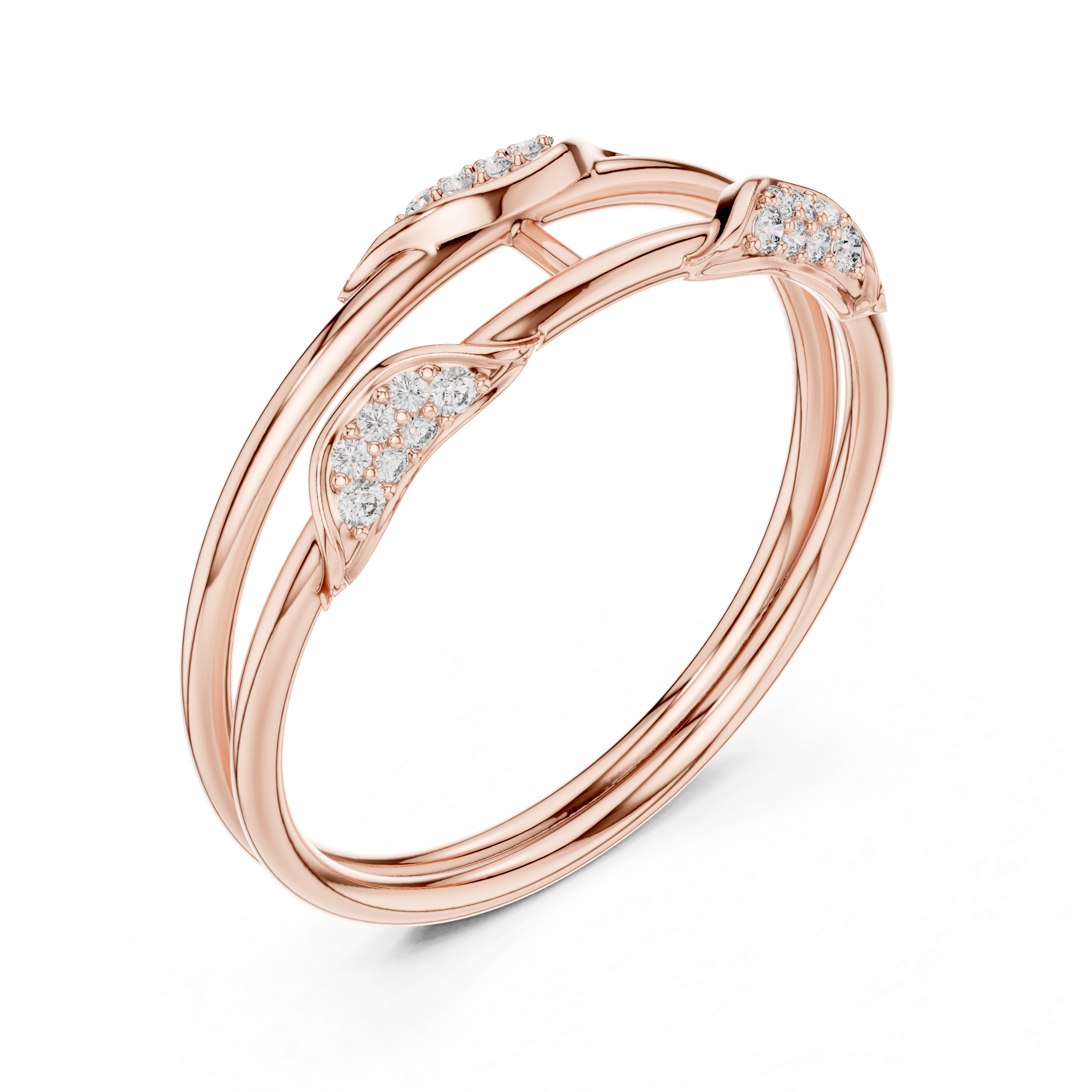 Elegant Rose Gold Lab-Grown Diamond Twin Band Ring