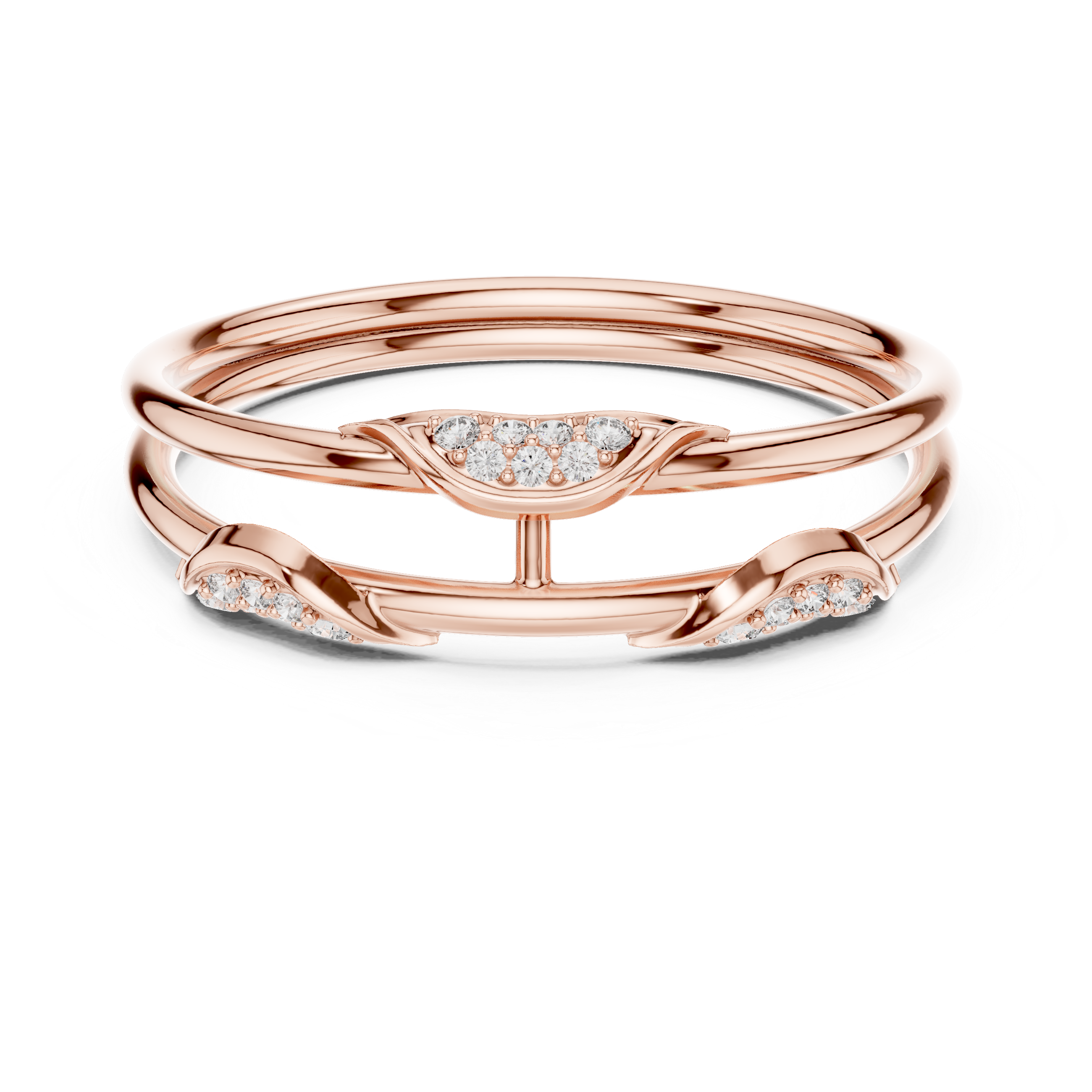 Elegant Rose Gold Lab-Grown Diamond Twin Band Ring